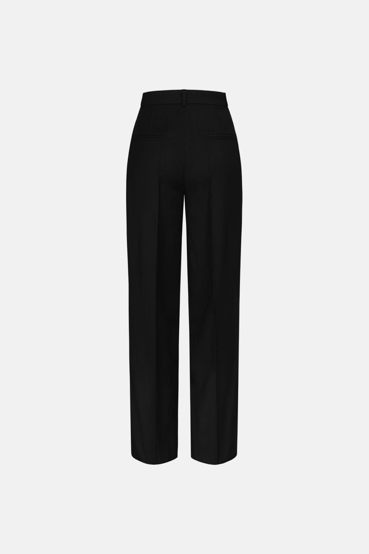 Mid-rise wool pants with front creases - Photo 4