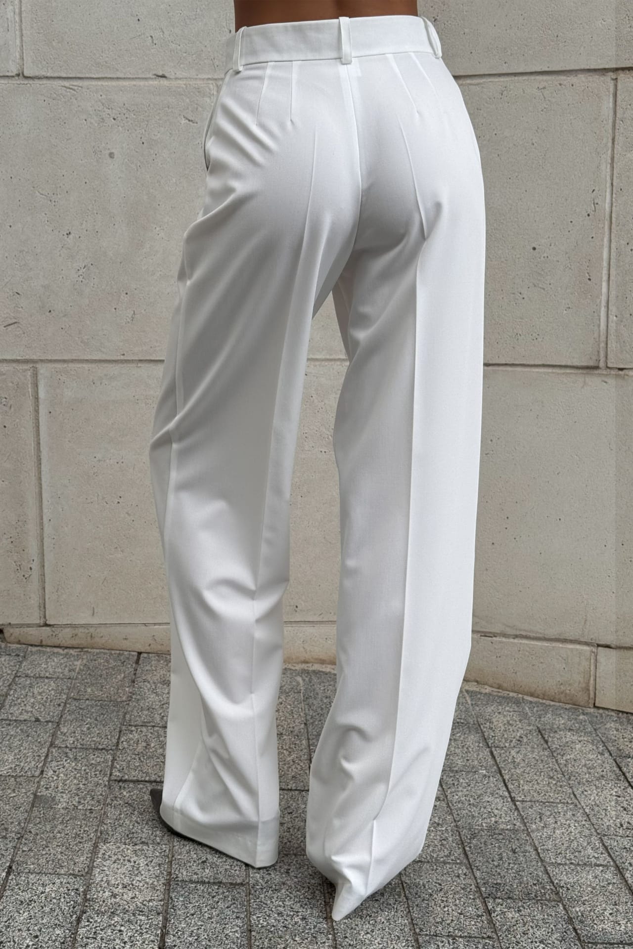 Pantalon en coton taille moyenne avec plis - Photo 4