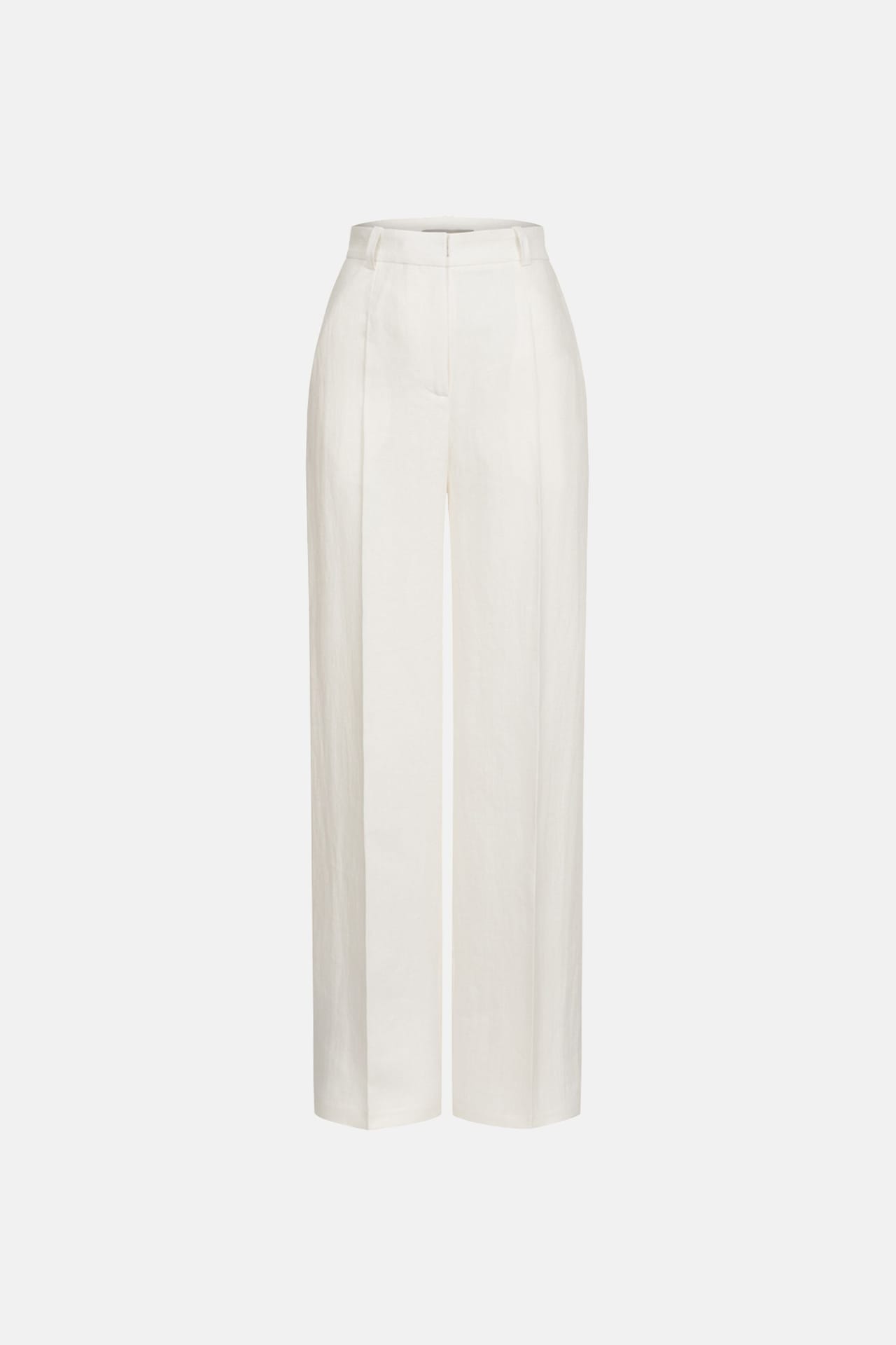 Pantalon en lin taille moyenne avec plis - Photo 3