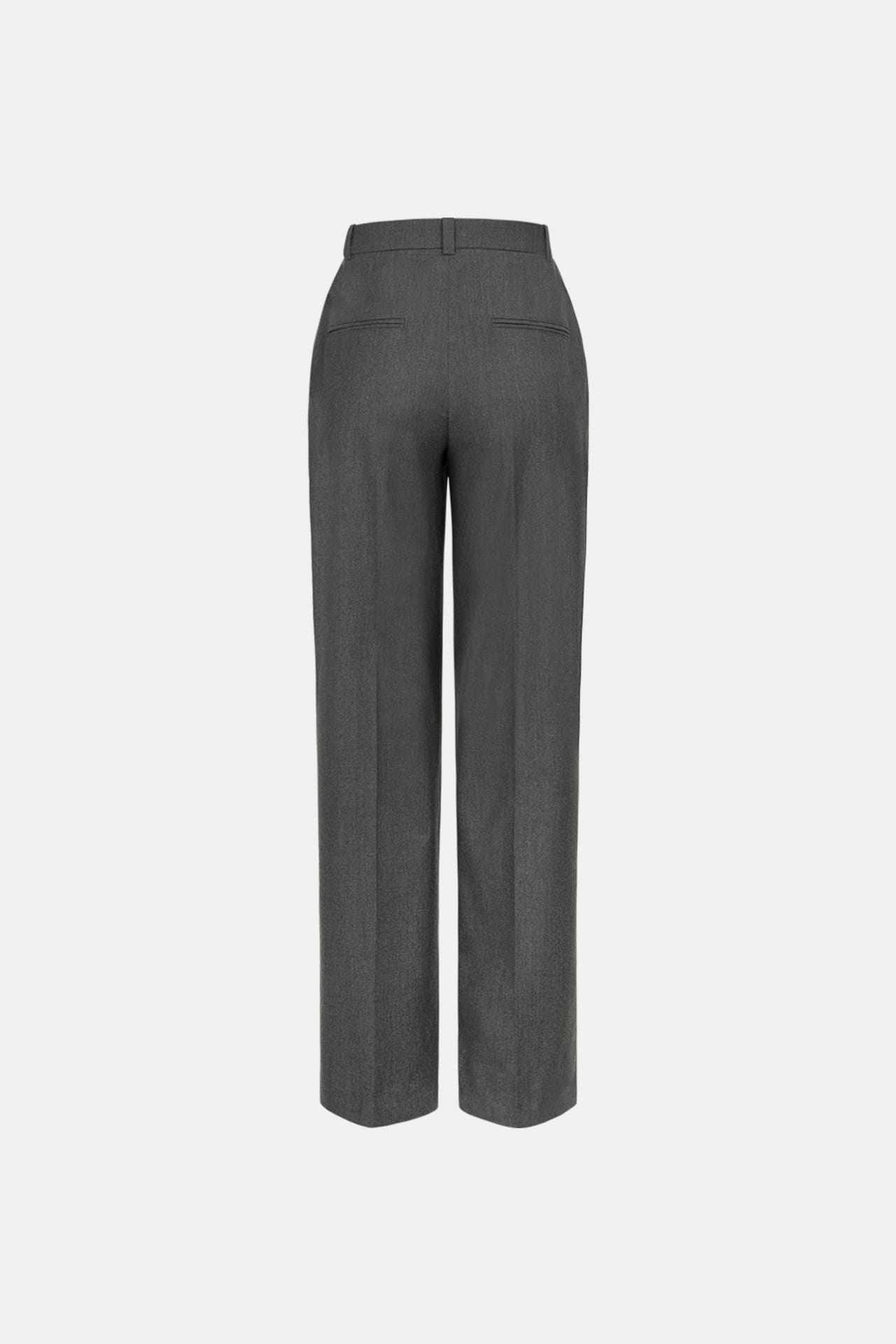 Mid-rise wool pants with front creases - Photo 2