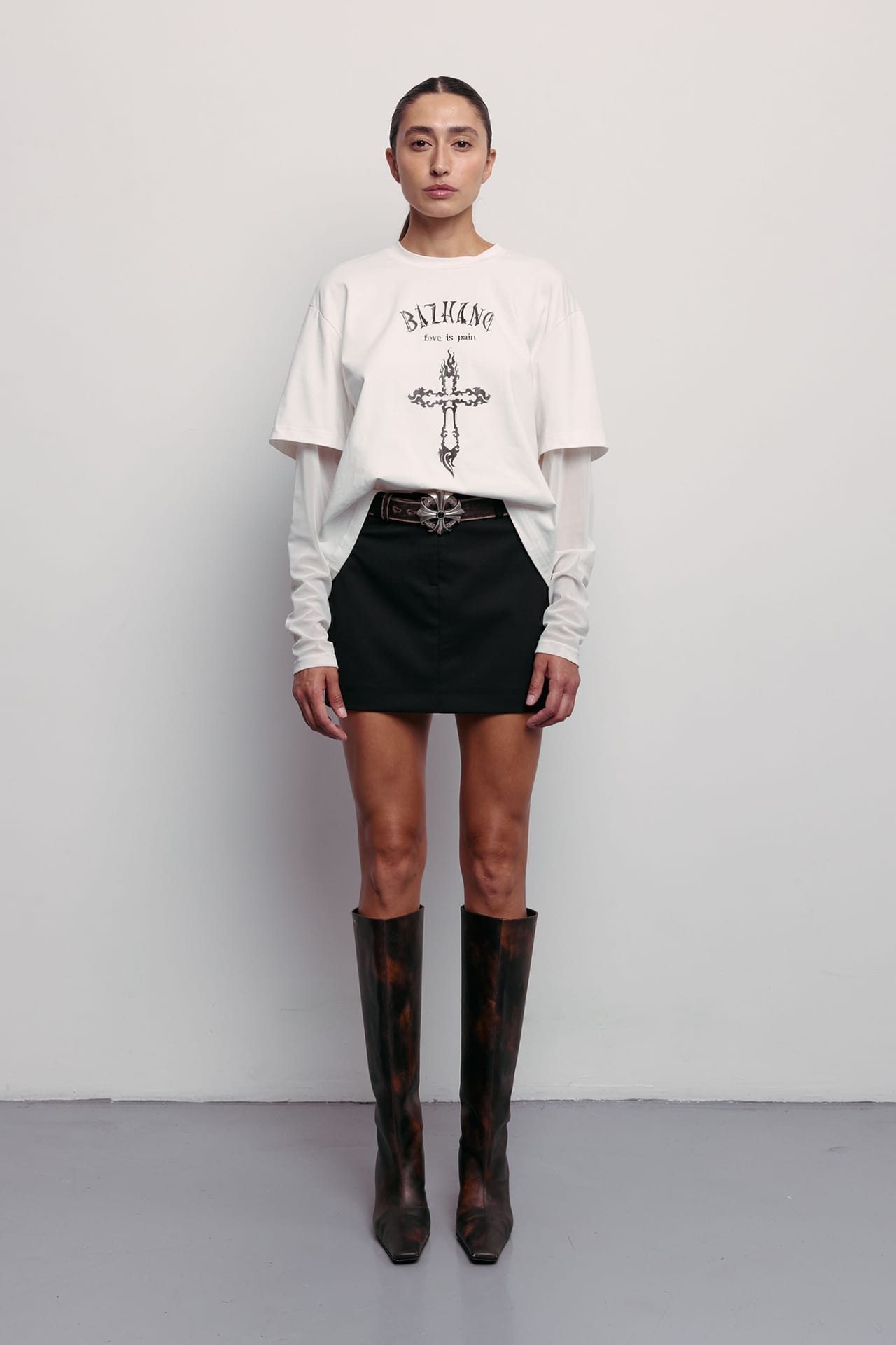 Wool mini skirt with mid-rise - Photo 3