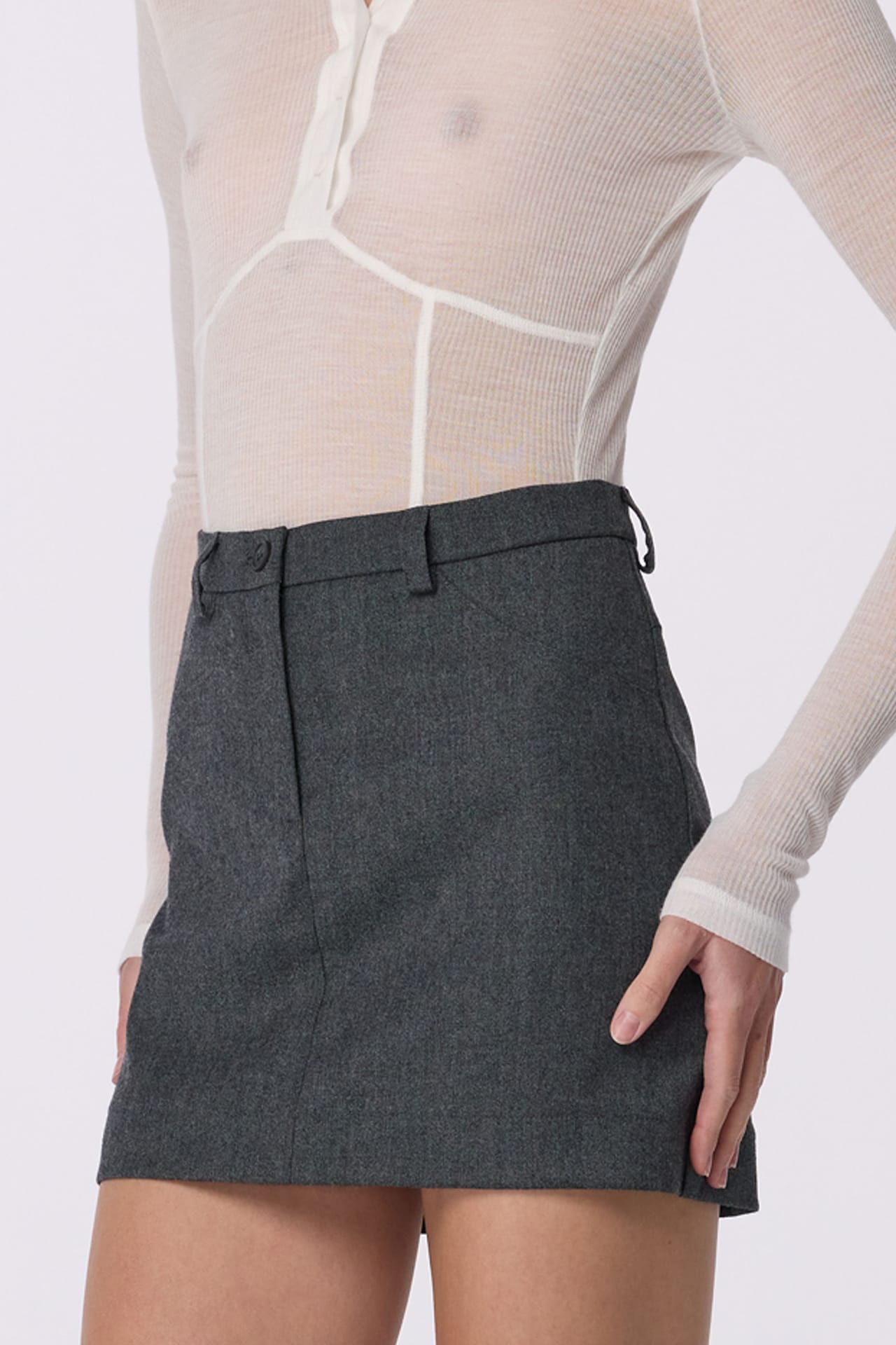 Wool mini skirt with mid-rise - Photo 6