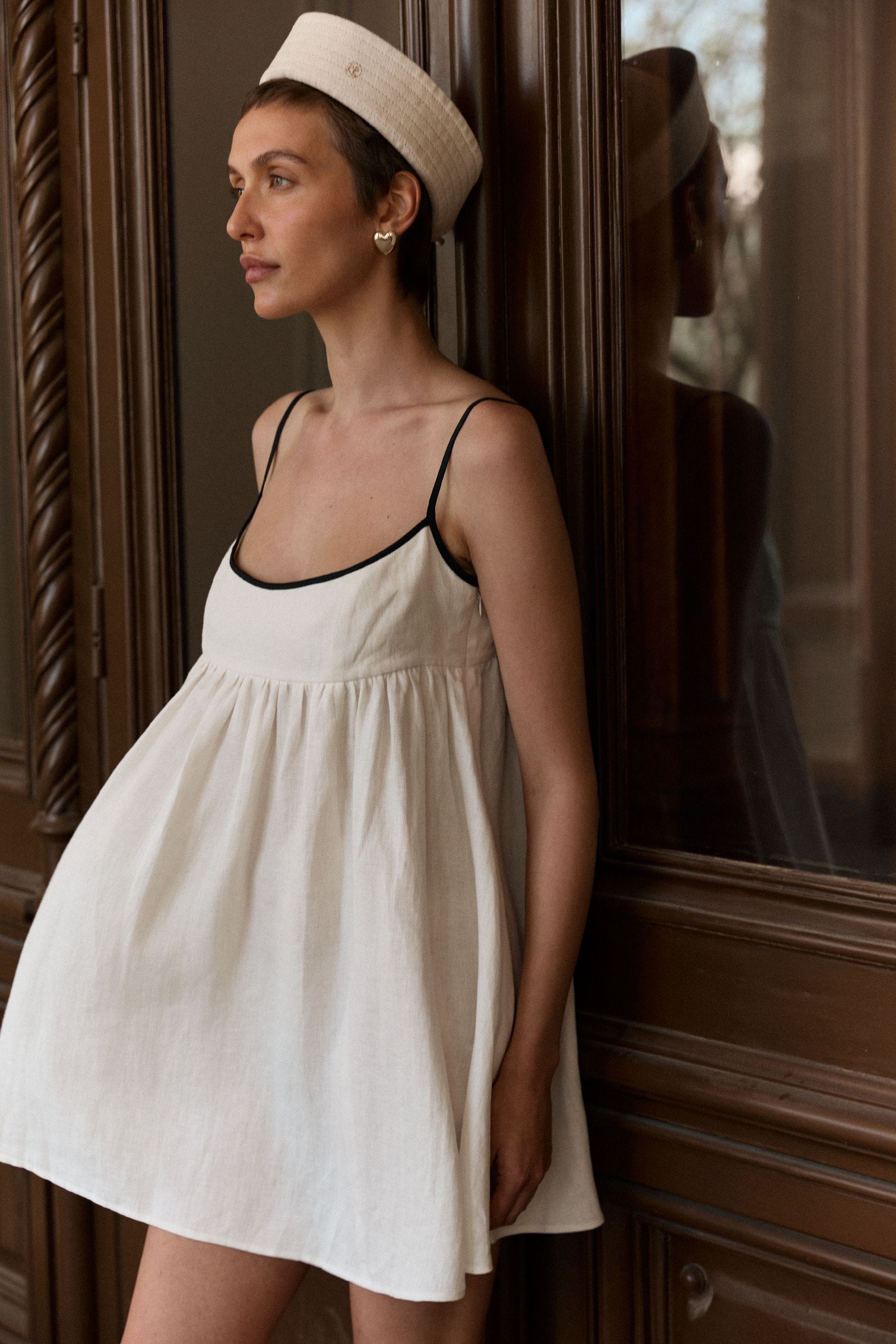 Robe trapèze mini avec bordure noire - WWT-DR1089-3-14 - Photo 5