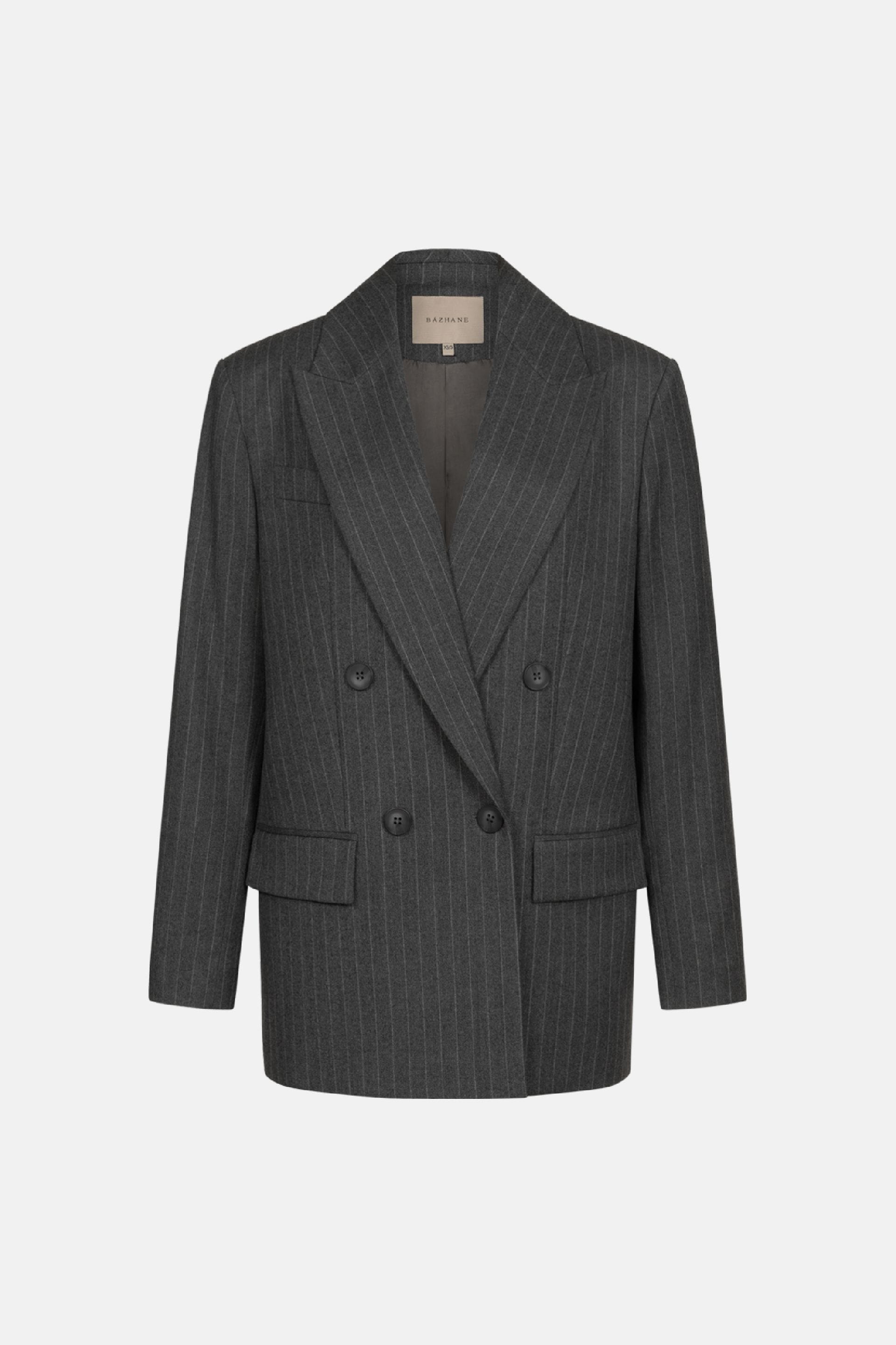 Veste en laine croisée oversize avec épaulettes - WWT-J1014-10-2 - Photo 3