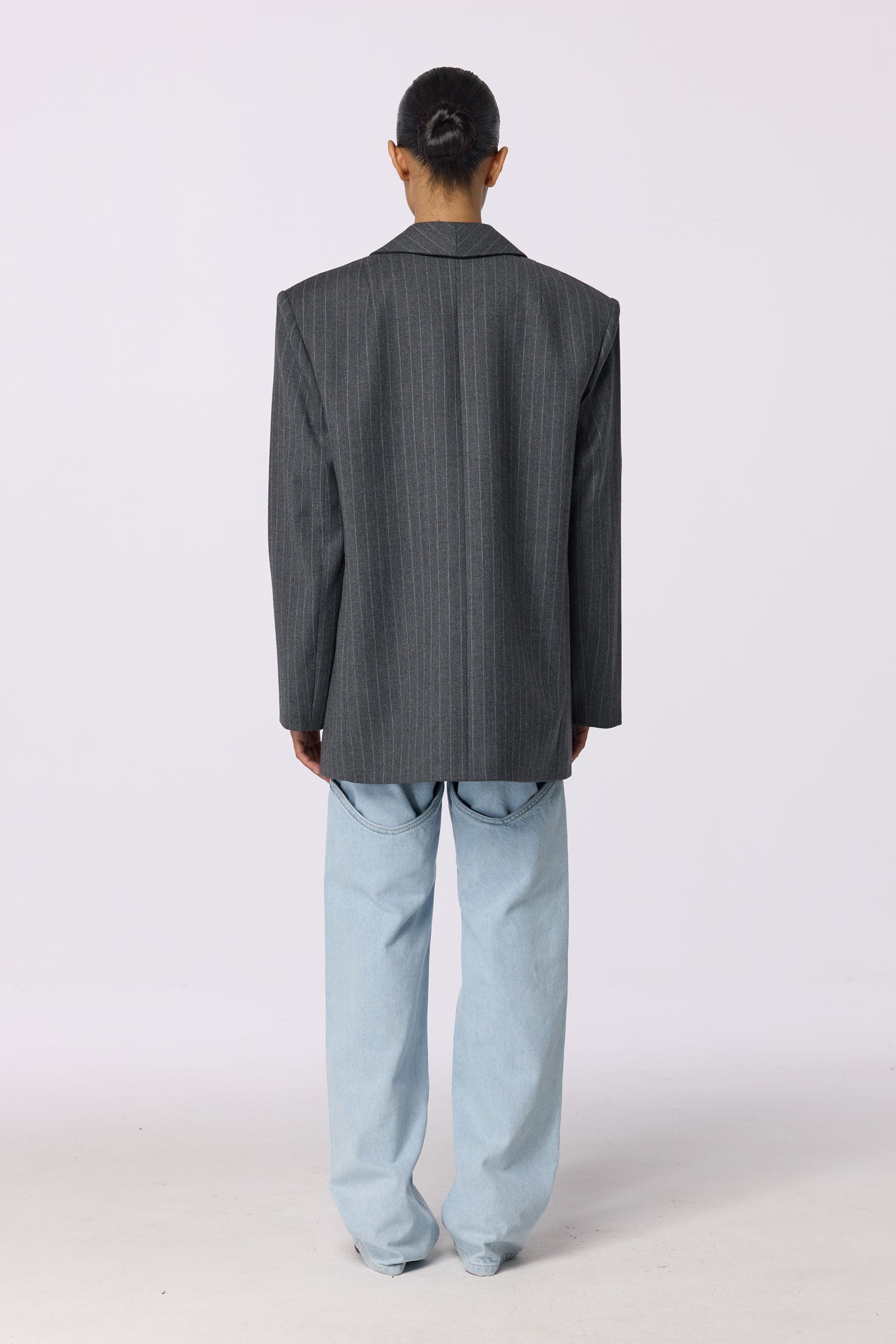 Veste en laine croisée oversize avec épaulettes - WWT-J1014-10-2 - Photo 2