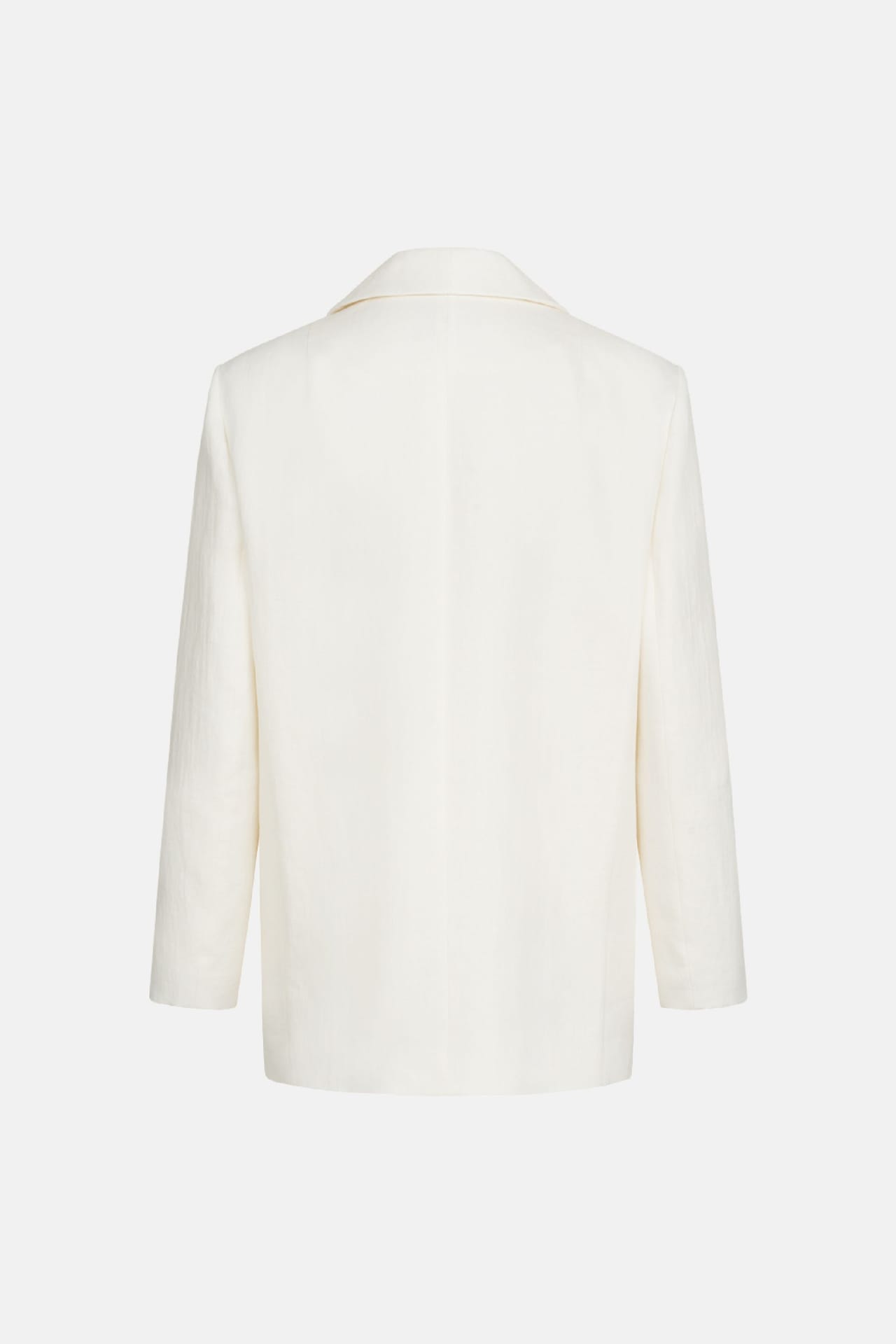 Oversized double-breasted linen blazer with shoulder pads - Photo 2