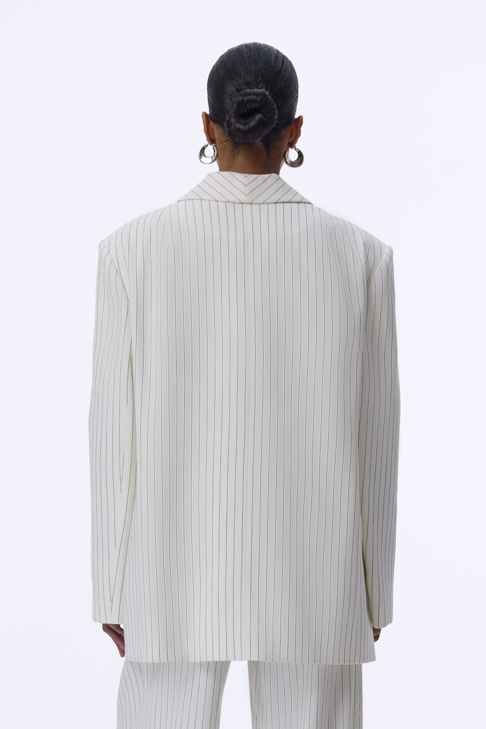 Oversized double-breasted linen blazer with shoulder pads - WWT-J1014-4-8 - Photo 4