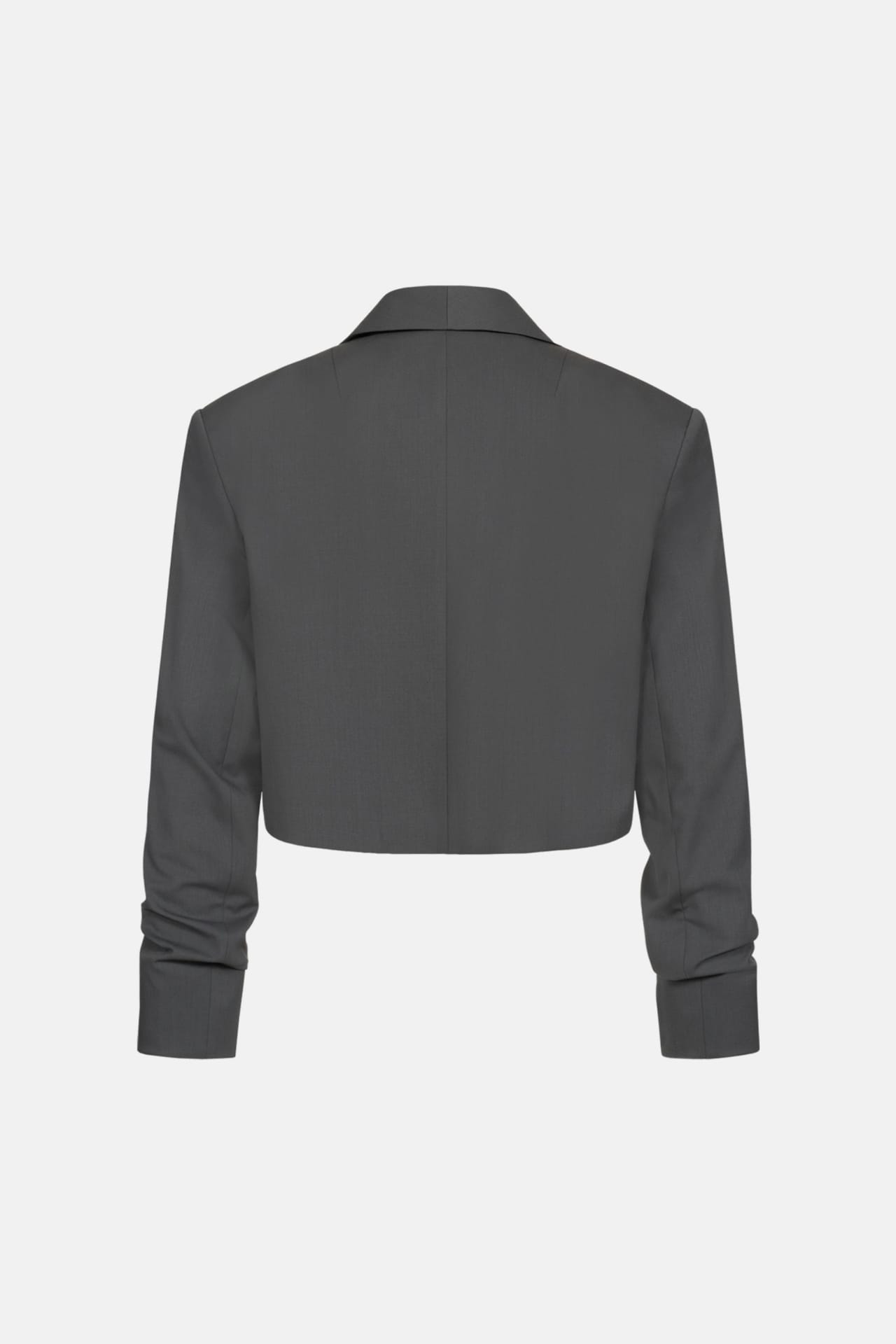 Cropped wool blazer with gathered details on the sleeves - Photo 2