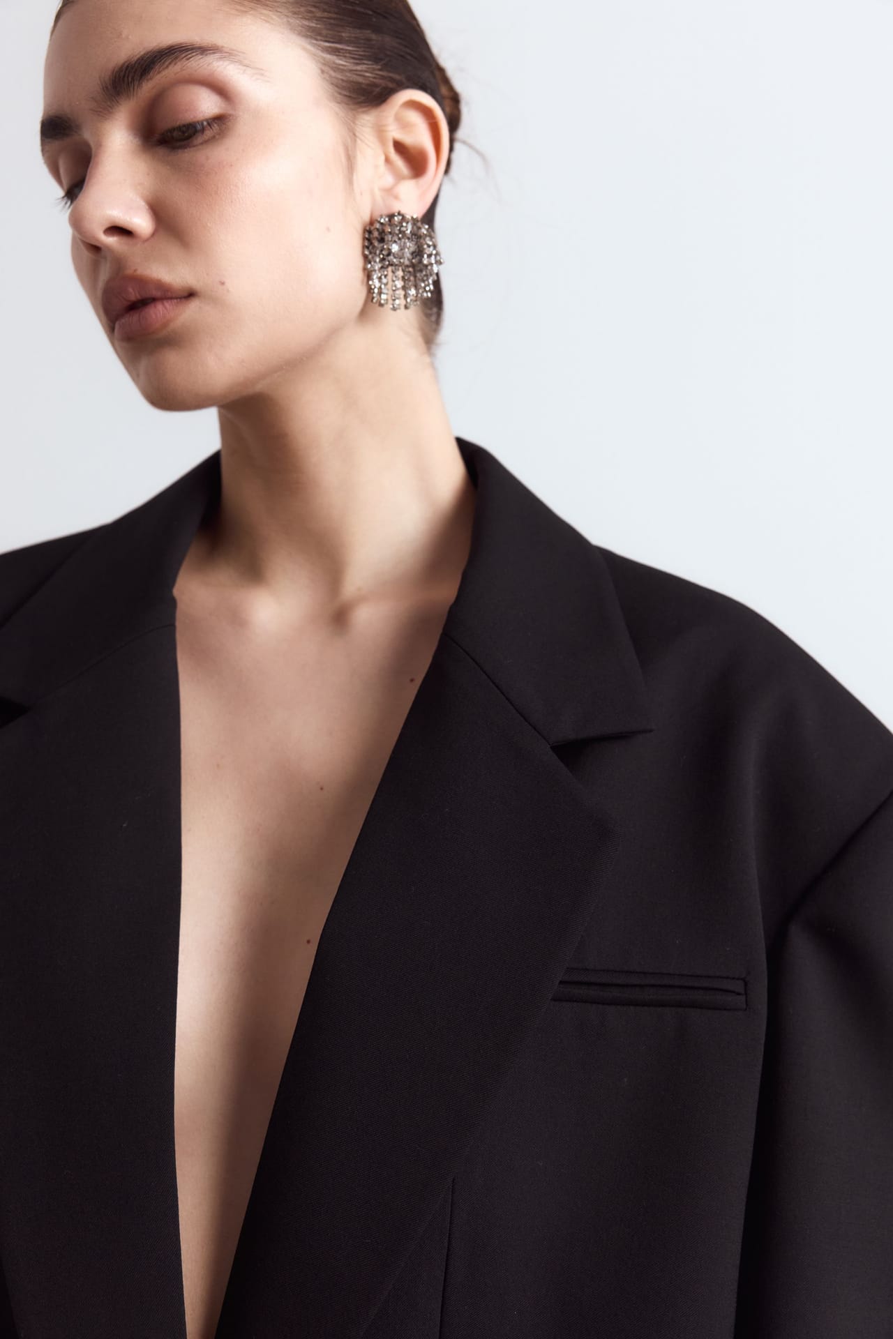 Cropped wool blazer with gathered sleeves - Photo 5