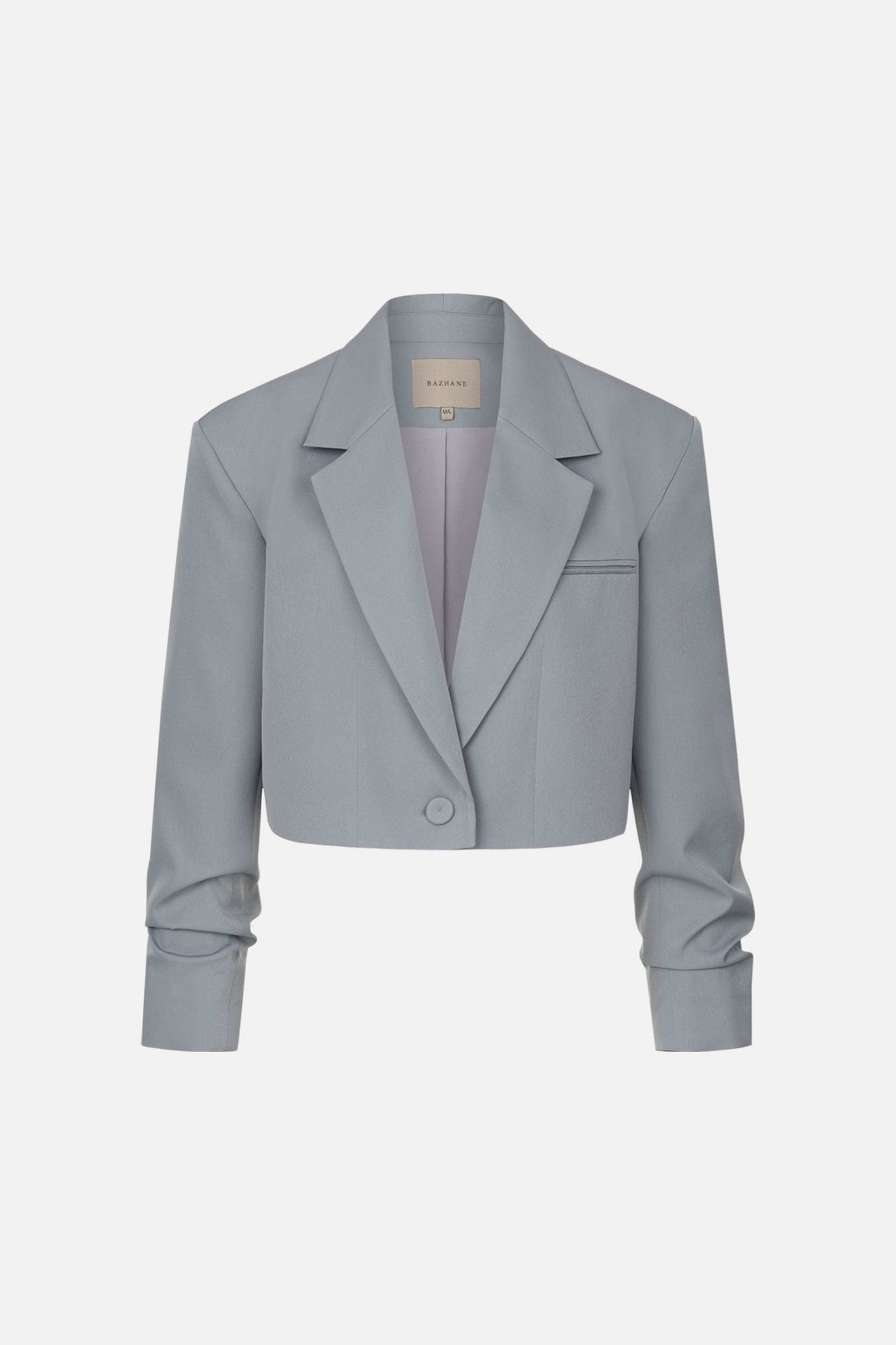 Blazer crop en coton avec fronces sur la manche - WWT-J1061-7-42 - Photo 3