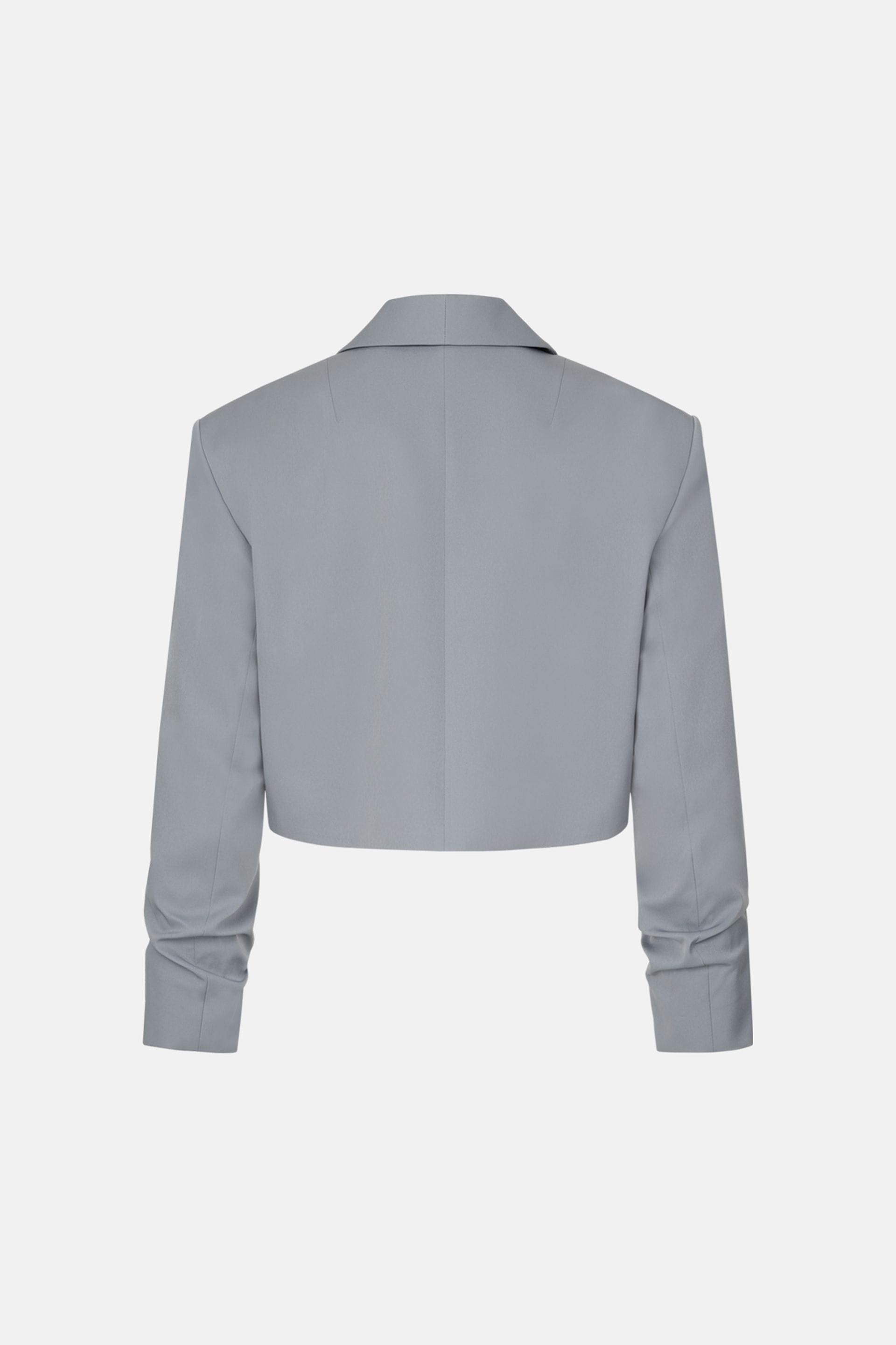 Blazer crop en coton avec fronces sur la manche - WWT-J1061-7-42 - Photo 4