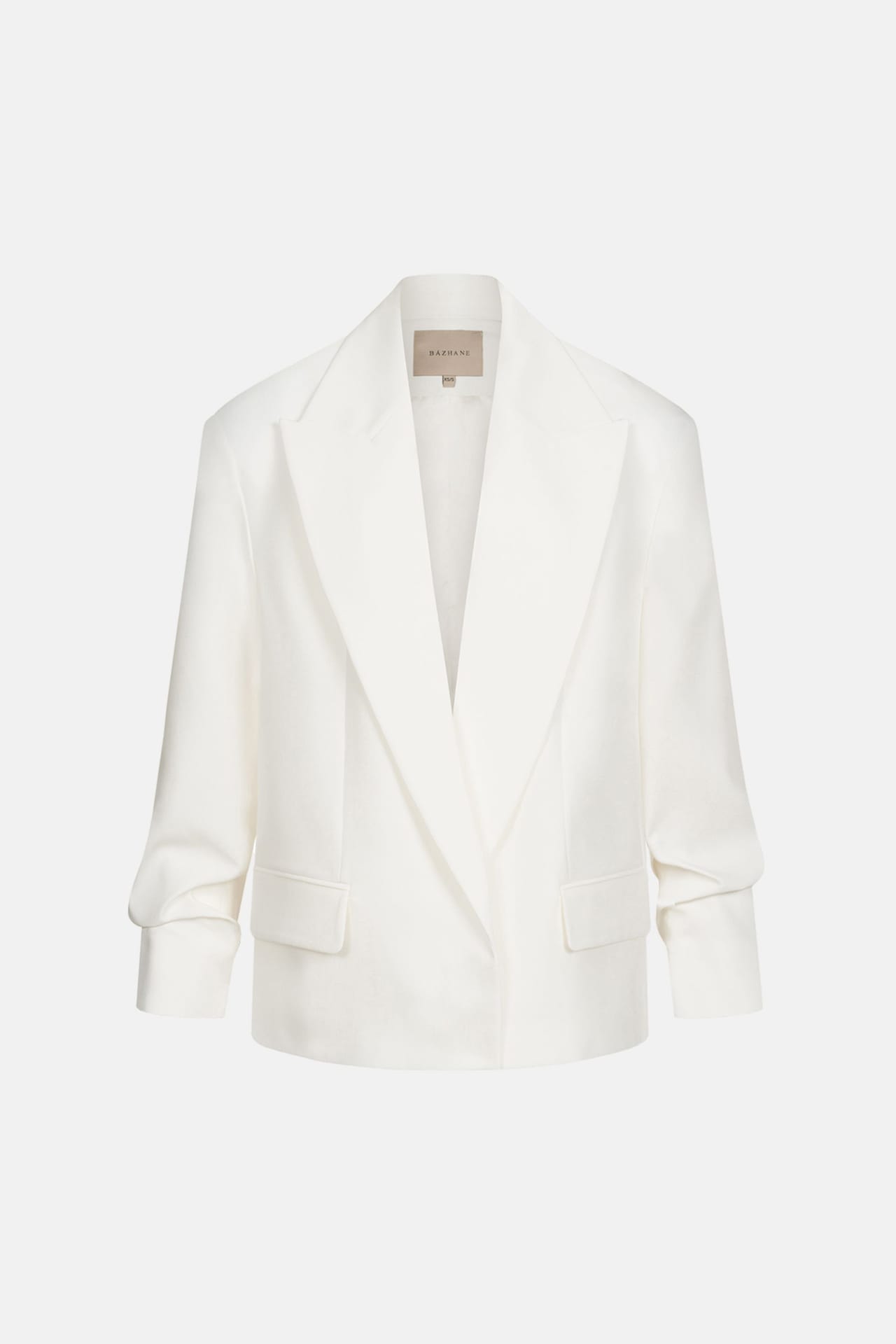 Oversized cotton blazer with gathered sleeves - Photo 3