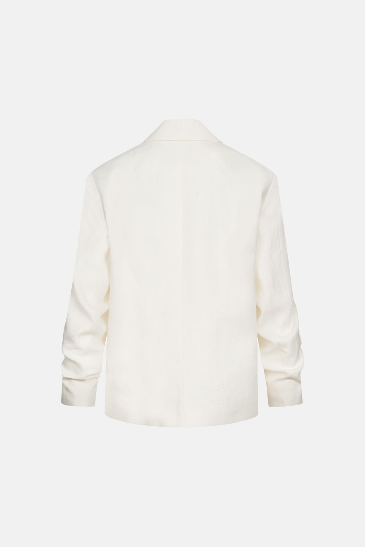 Oversized linen blazer with gathered details on the sleeves - Photo 4