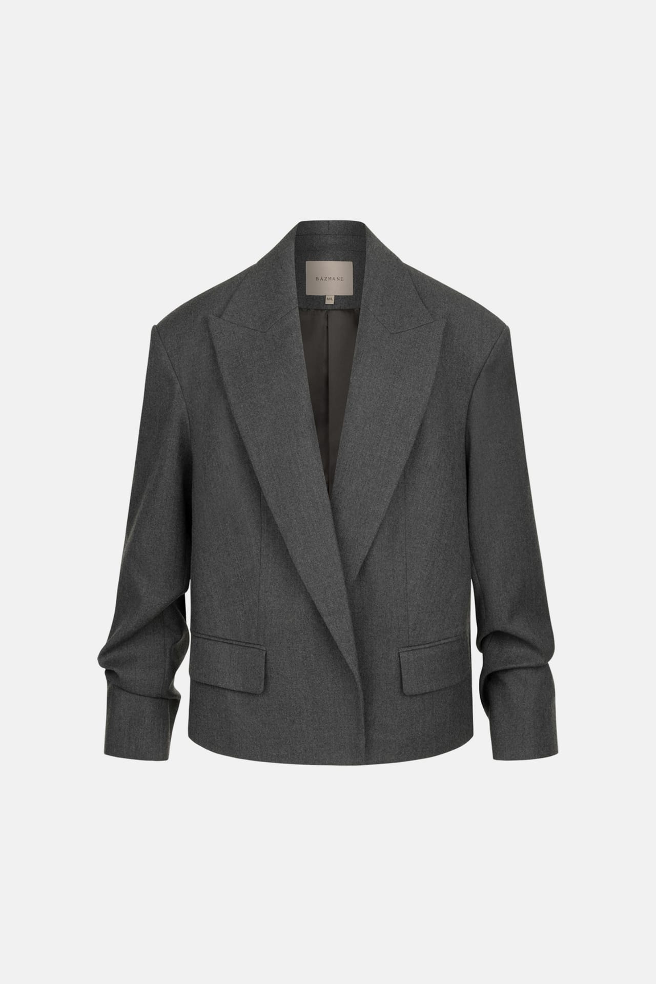 Oversized wool blazer with gathered sleeves - Photo 1