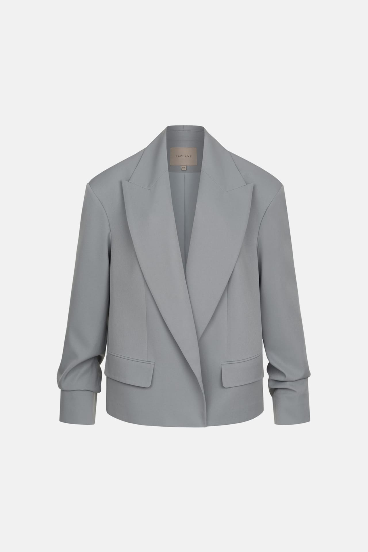 Oversized cotton blazer with gathered sleeves - Photo 1