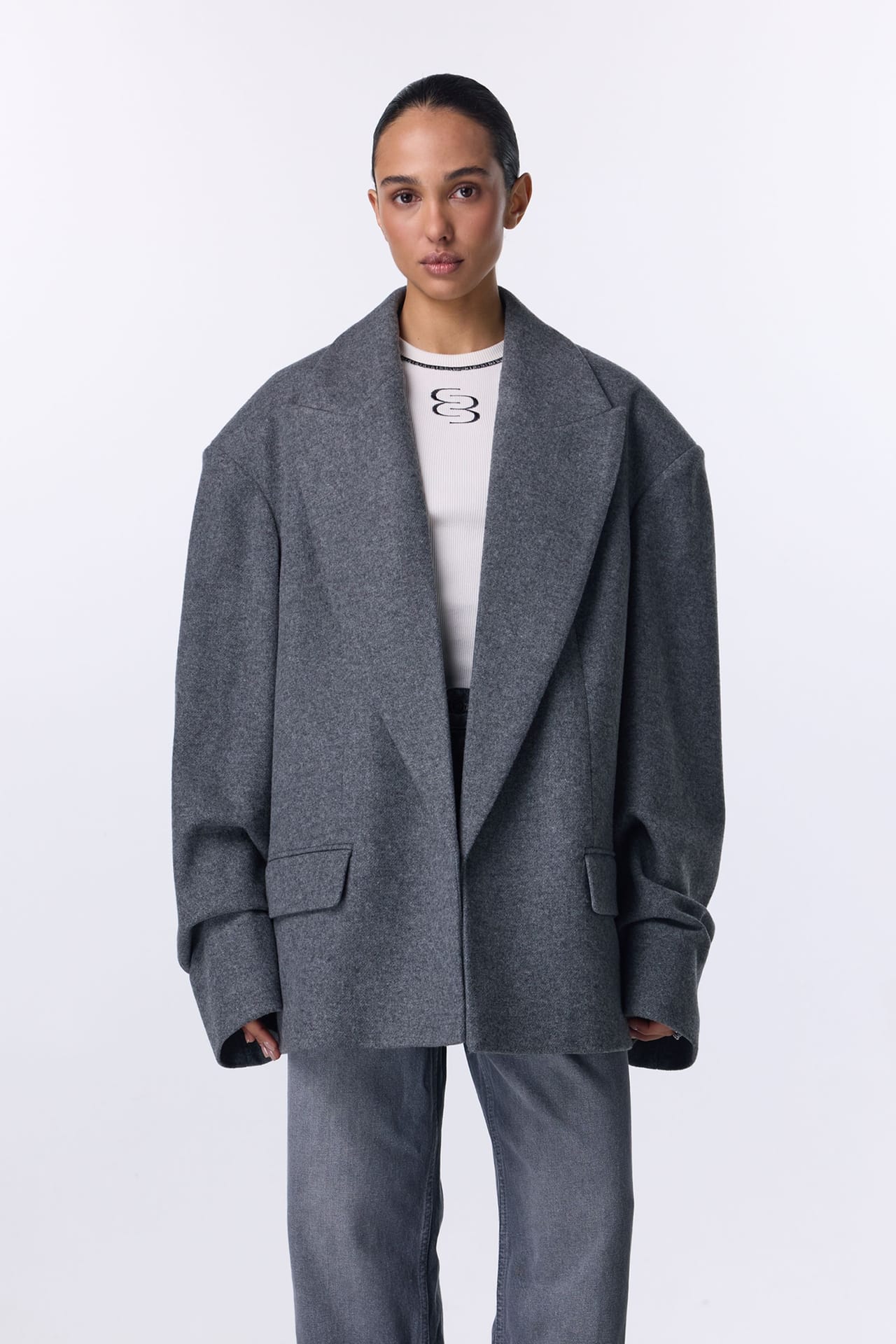 Manteau-veste oversize avec fronces sur la manche - Photo 1