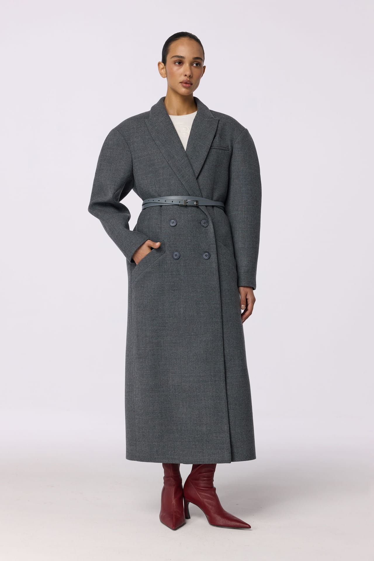 Manteau croisé à épaule accentuée - Photo 1