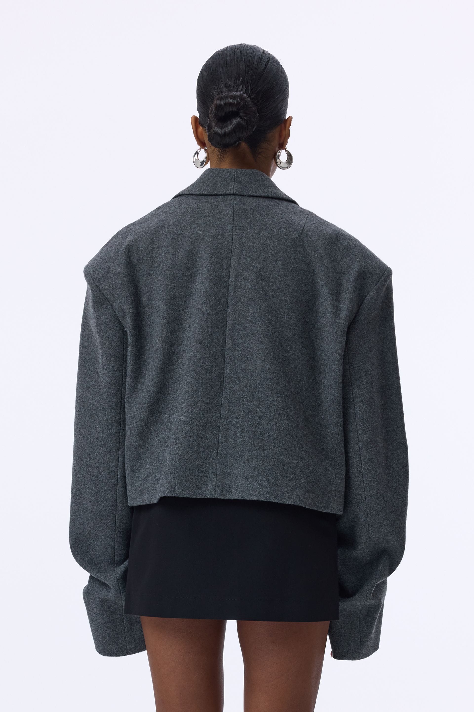 Cropped coat with a gathering on the sleeve - WWU-OC1057-7-5 - Photo 5