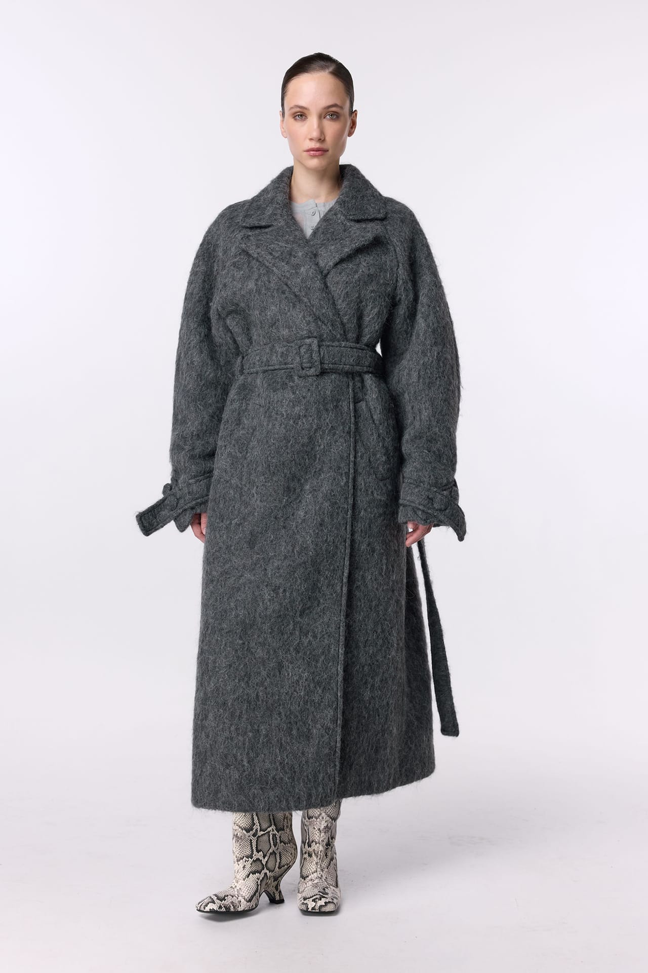 Manteau maxi en alpaga à manches tombantes - Photo 3
