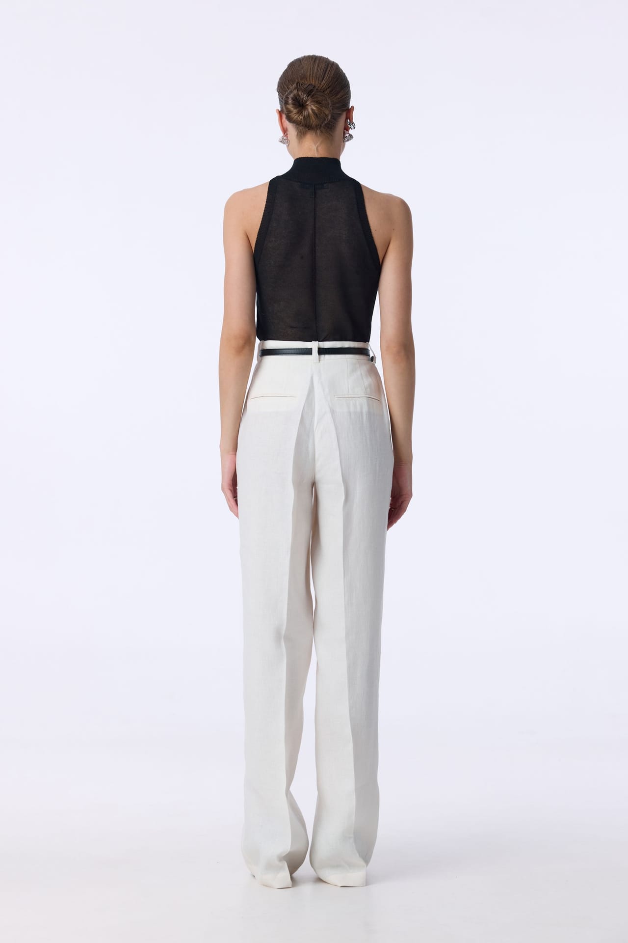 Mid-rise linen trousers with arrows - Photo 2
