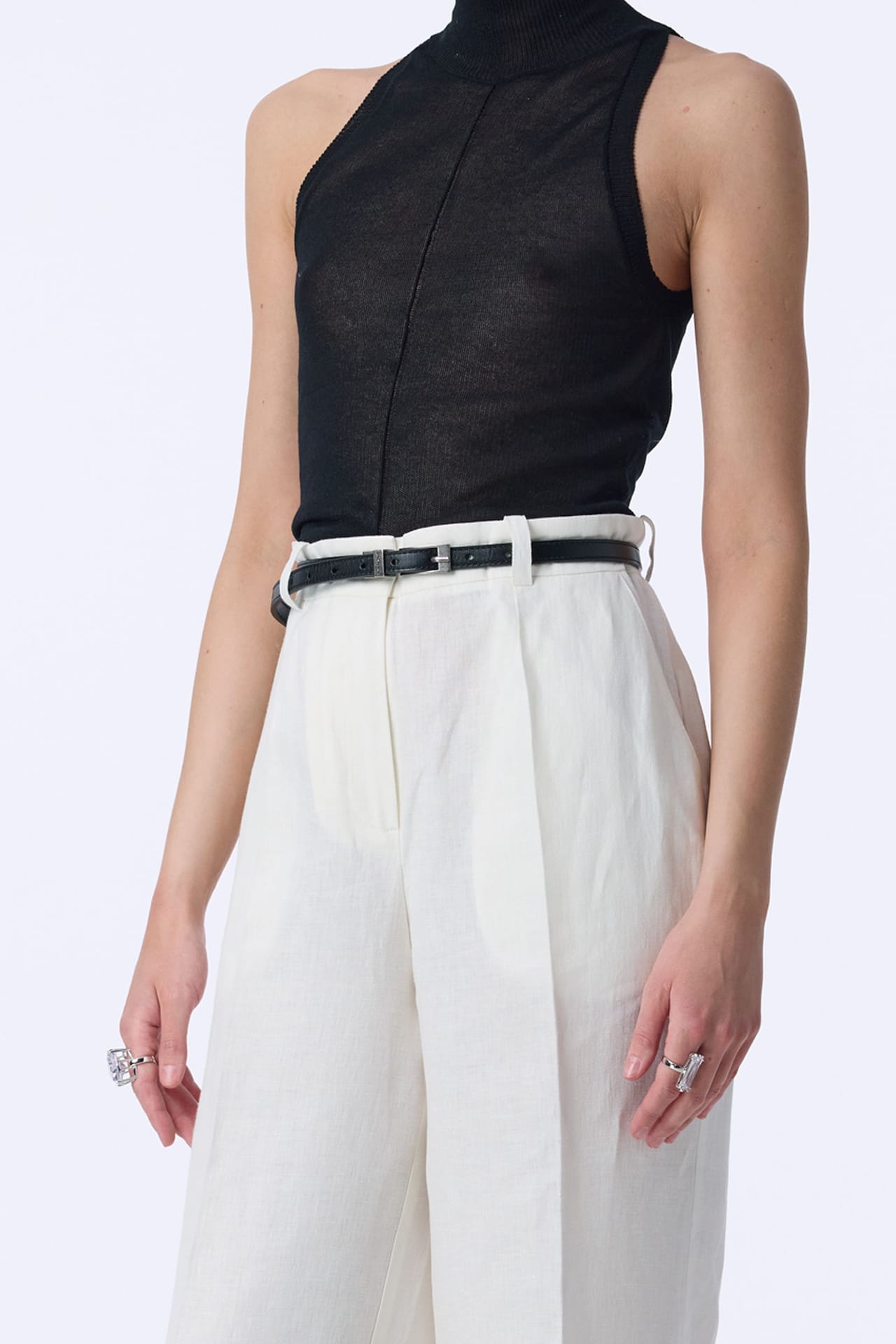 Mid-rise linen trousers with arrows - Photo 5