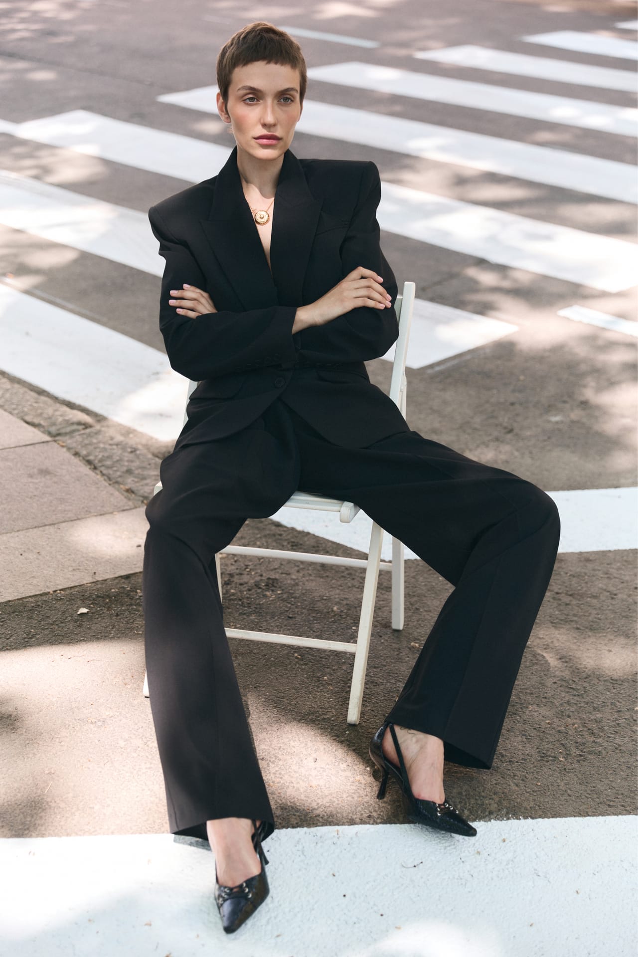 Pantalon en coton Relax à taille moyenne - Photo 5