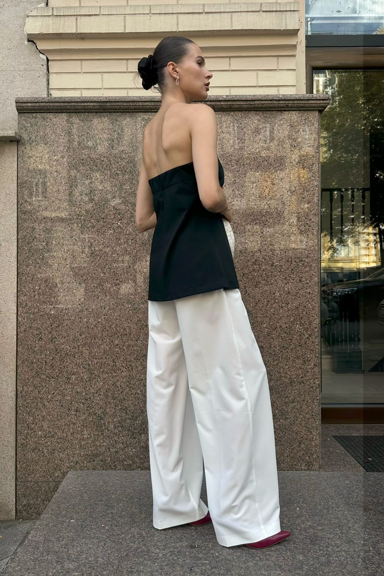 Pantalon en coton Relax à taille moyenne - Photo 4