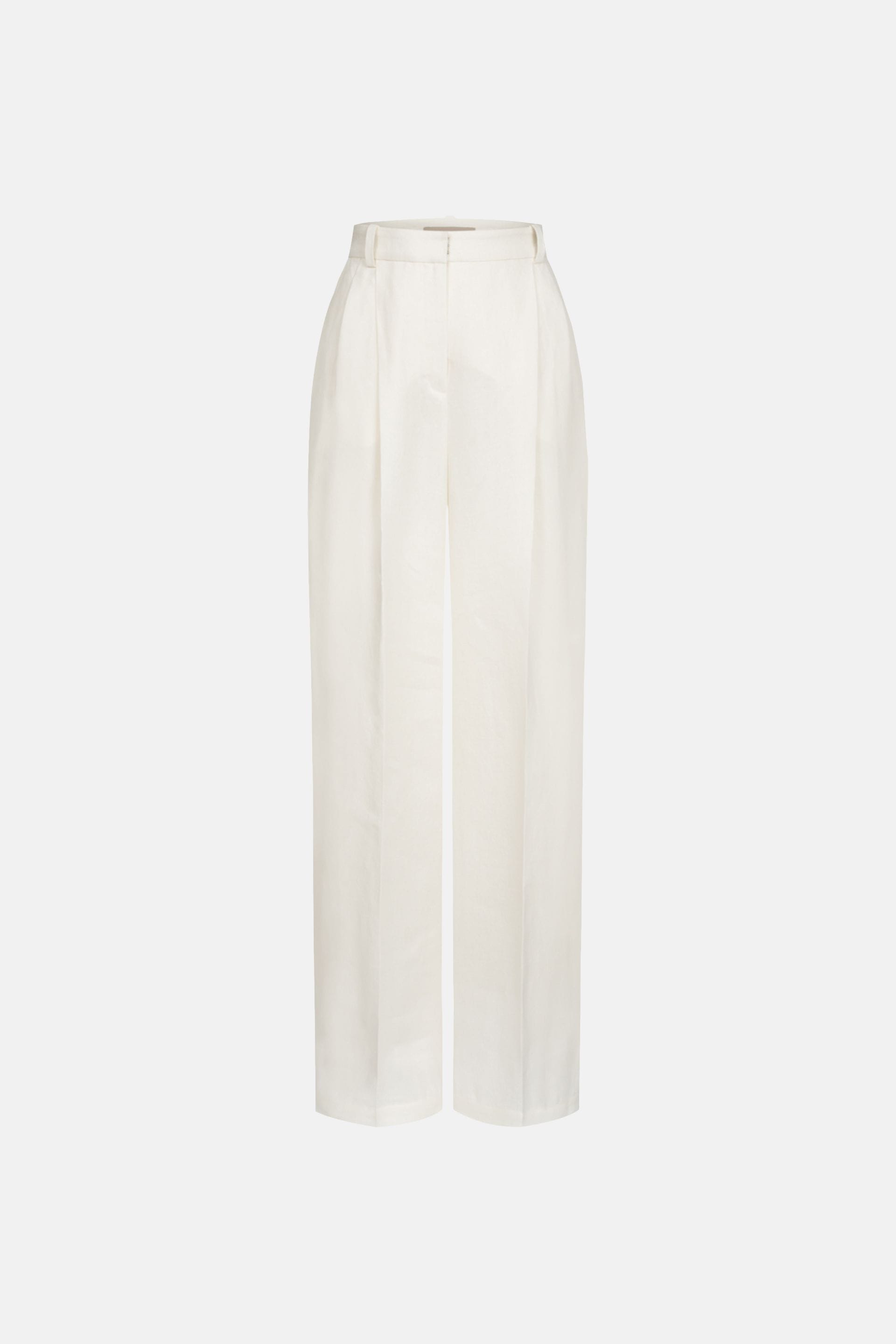 Linen relaxed trousers with a medium fit - WWB-P1068-3-14 - Photo 1