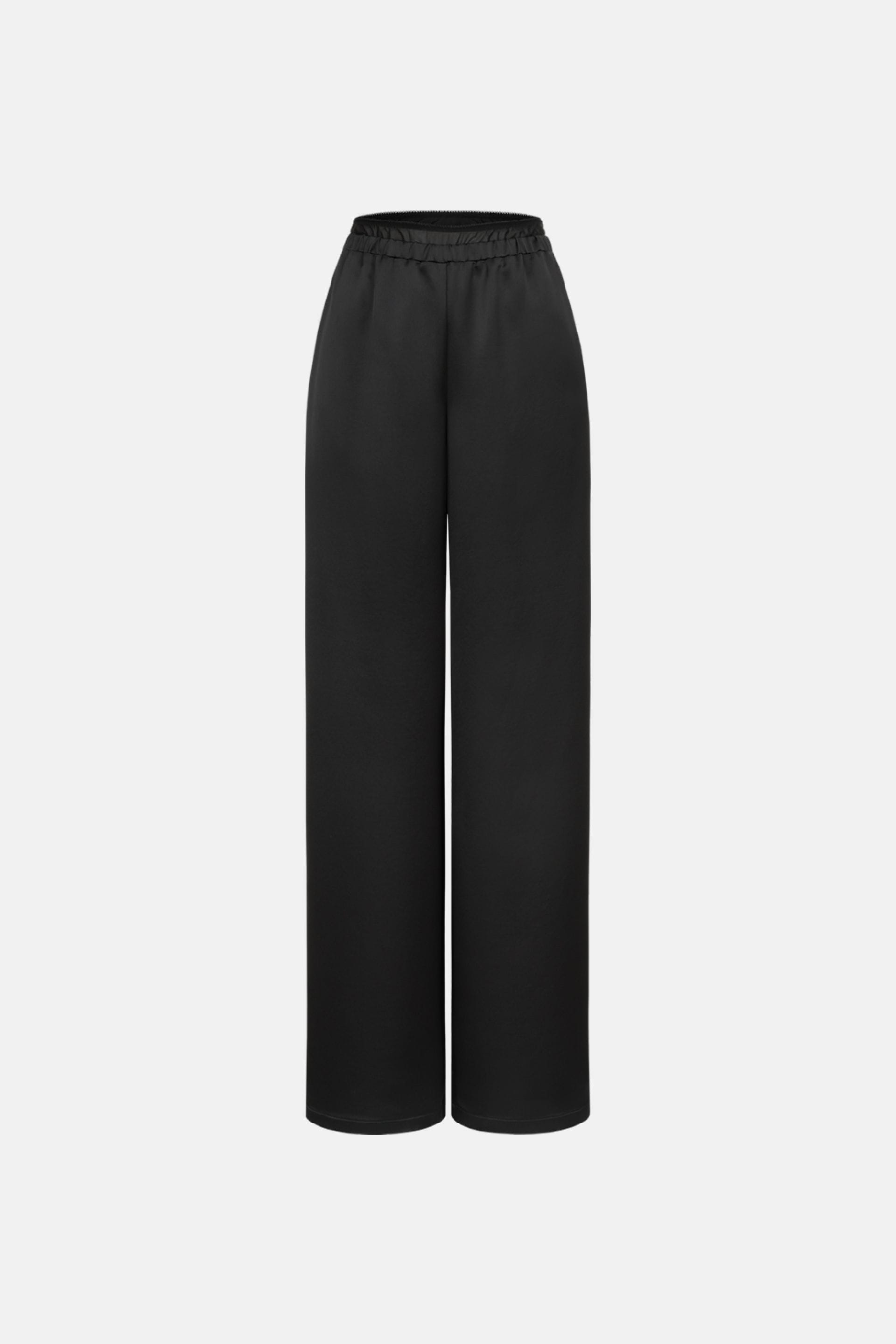 Satin pants with imitation lace lingerie - WWB-P1092-2-6 - Photo 1