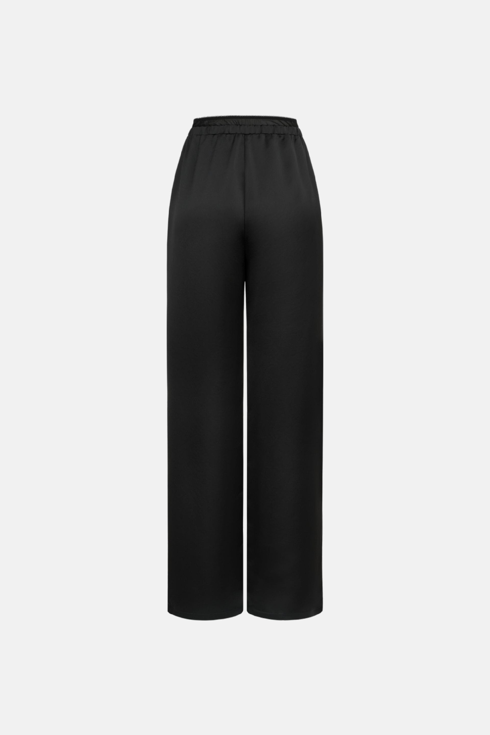 Satin pants with imitation lace lingerie - WWB-P1092-2-6 - Photo 2