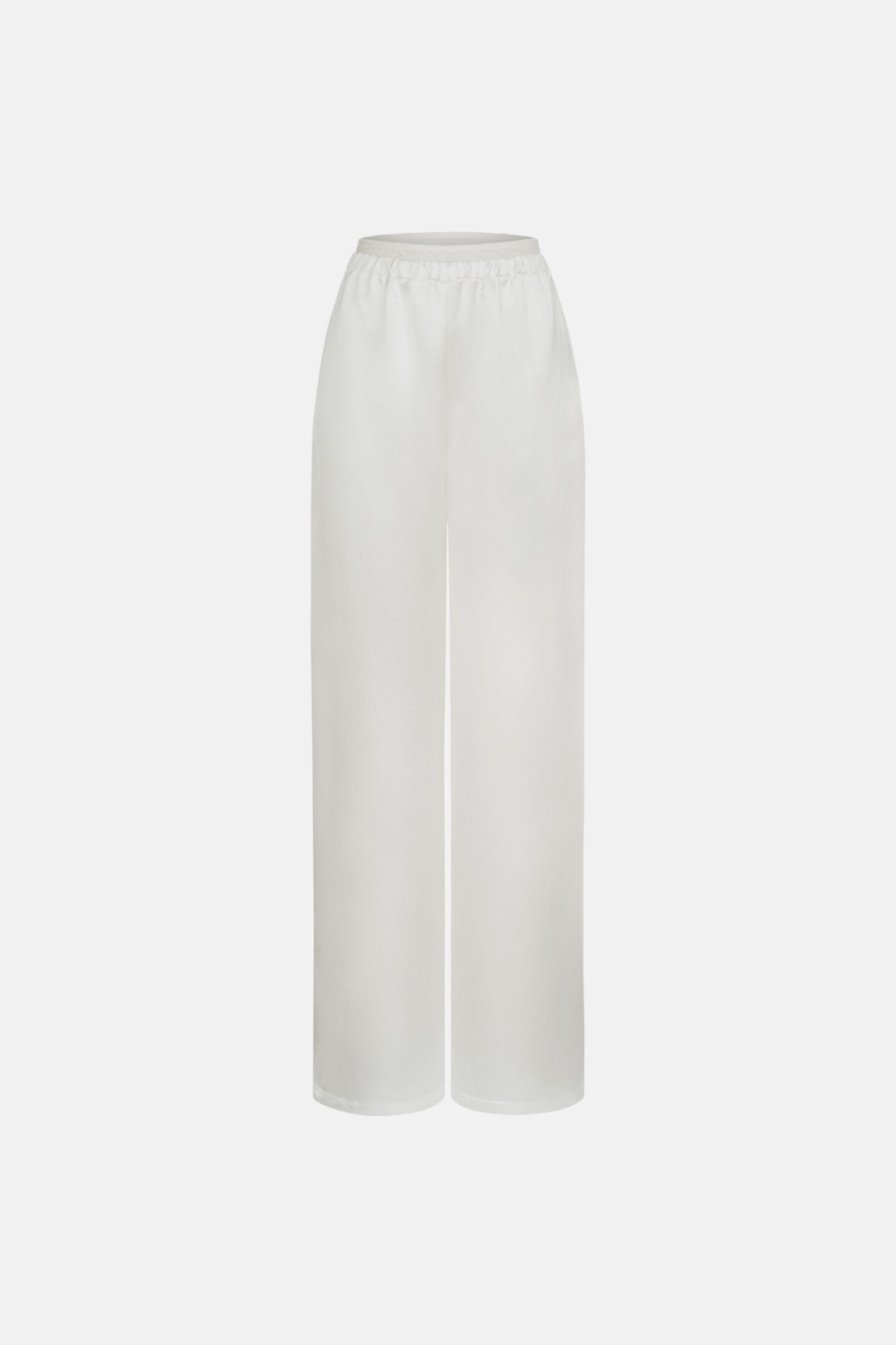 Satin pants with imitation lace lingerie - WWB-P1092-3-6 - Photo 1