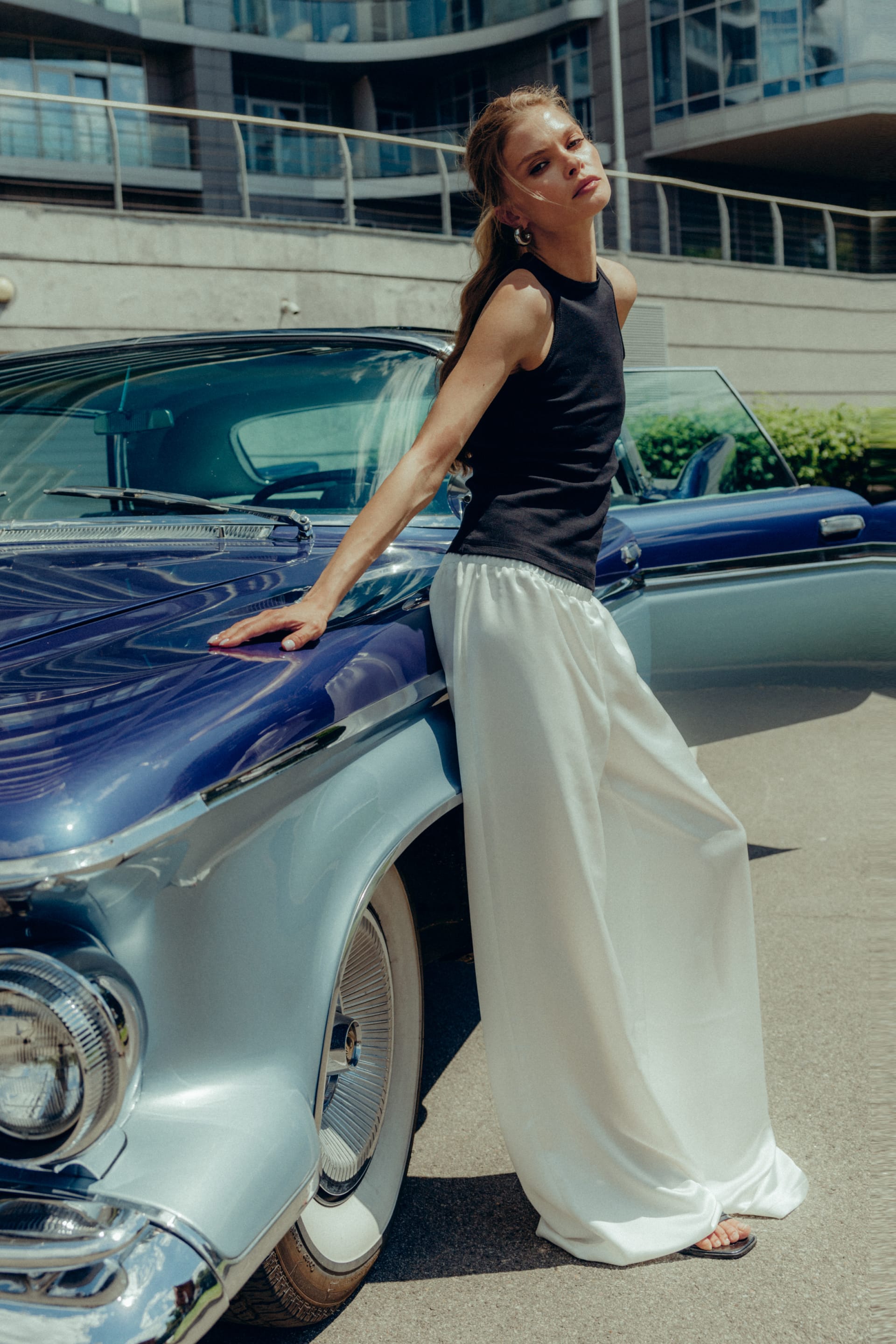 Satin pants with imitation lace lingerie - WWB-P1092-3-6 - Photo 4