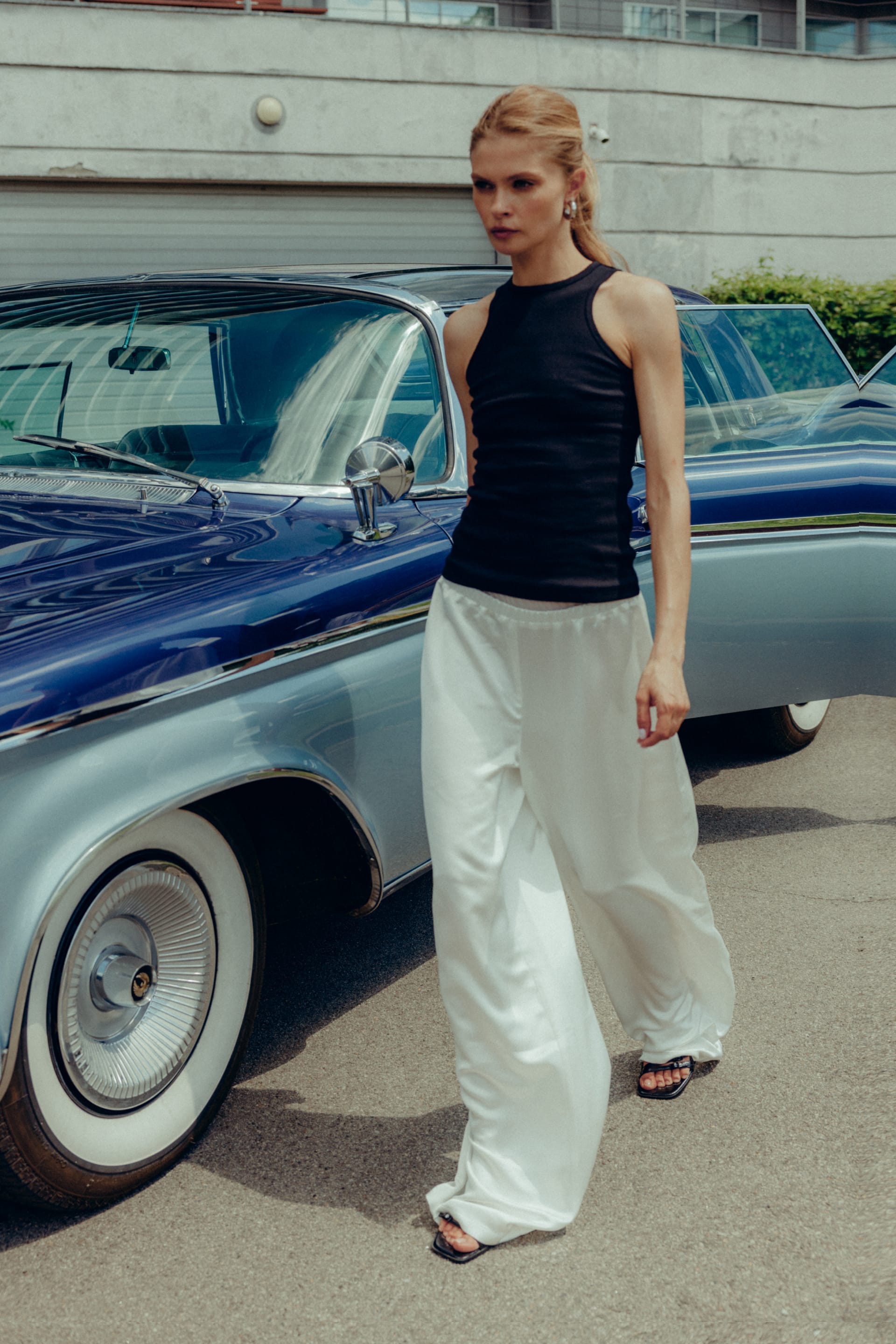 Satin pants with imitation lace lingerie - WWB-P1092-3-6 - Photo 5