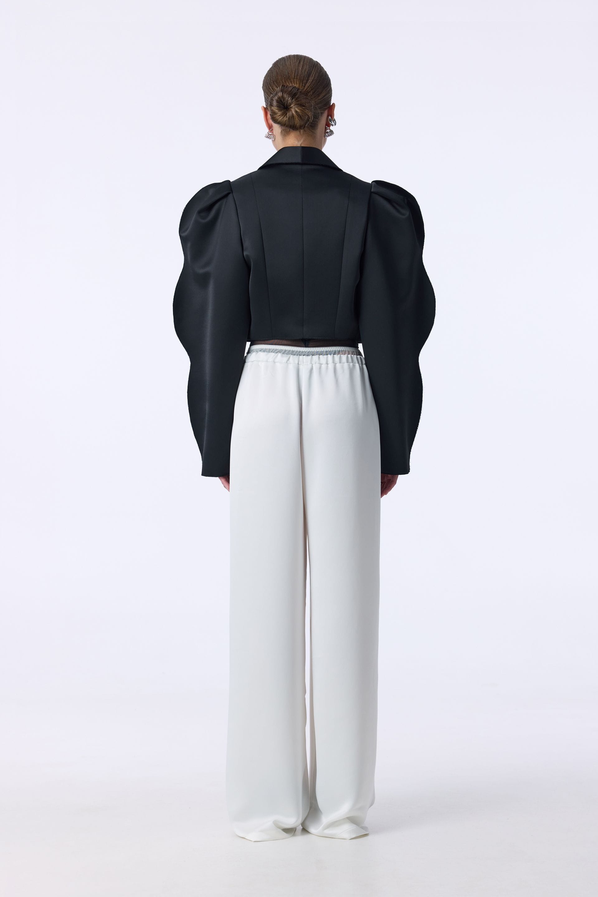 Pantalon satiné avec effet lingerie en dentelle - WWB-P1092-3-6 - Photo 2