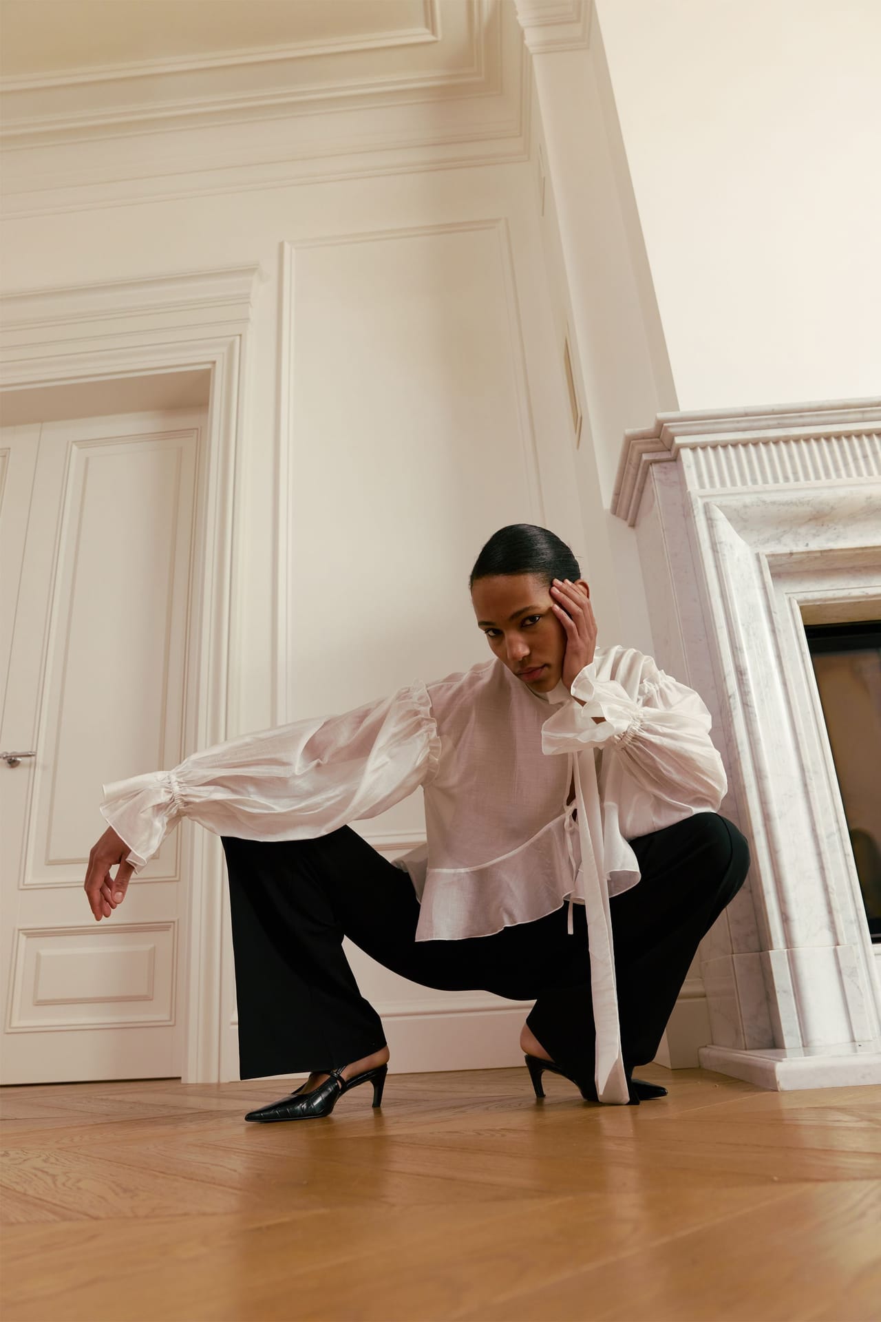 Bell bottom cotton trousers - Photo 5