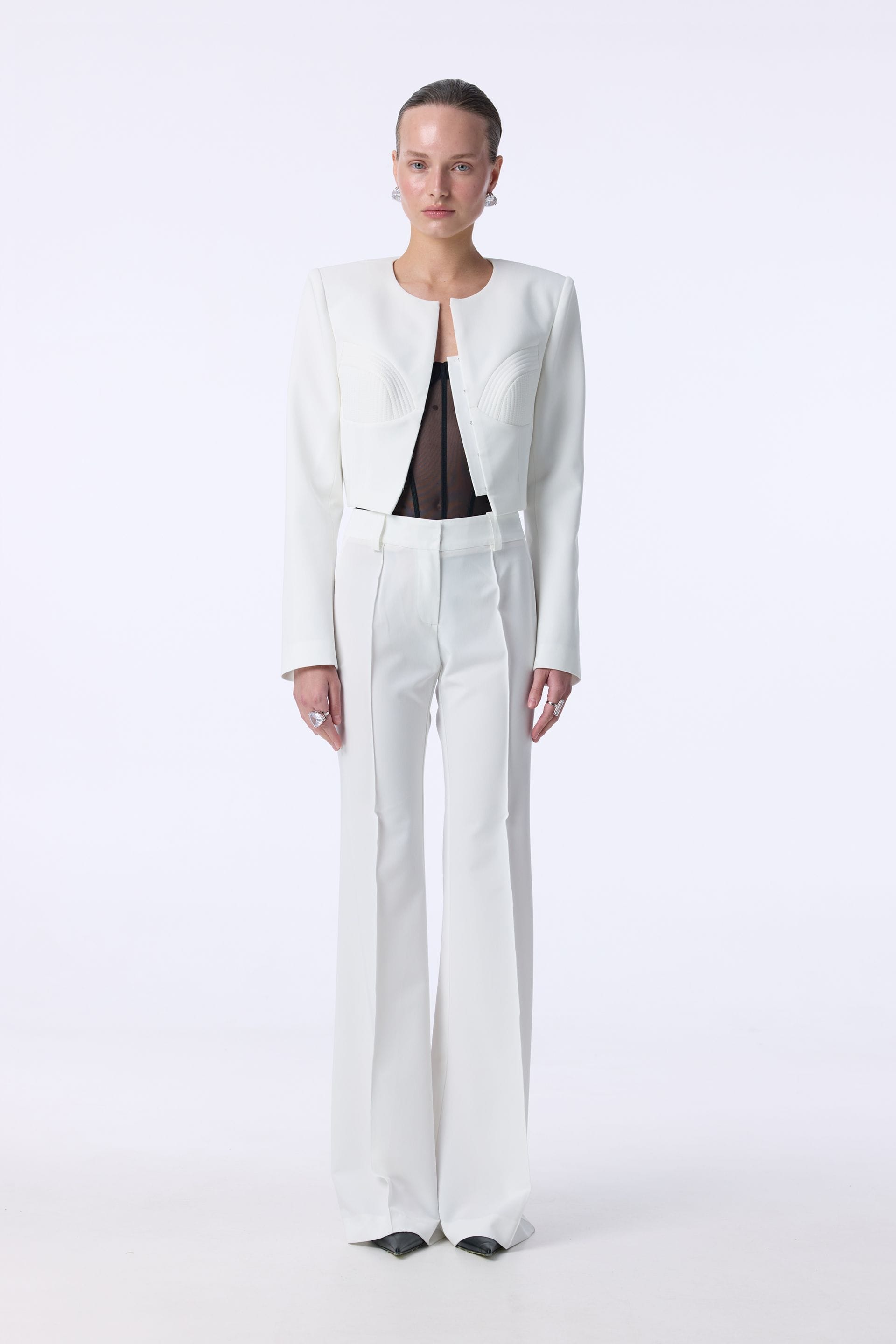 Bell bottom cotton trousers - WWB-P1128-3-12 - Photo 1