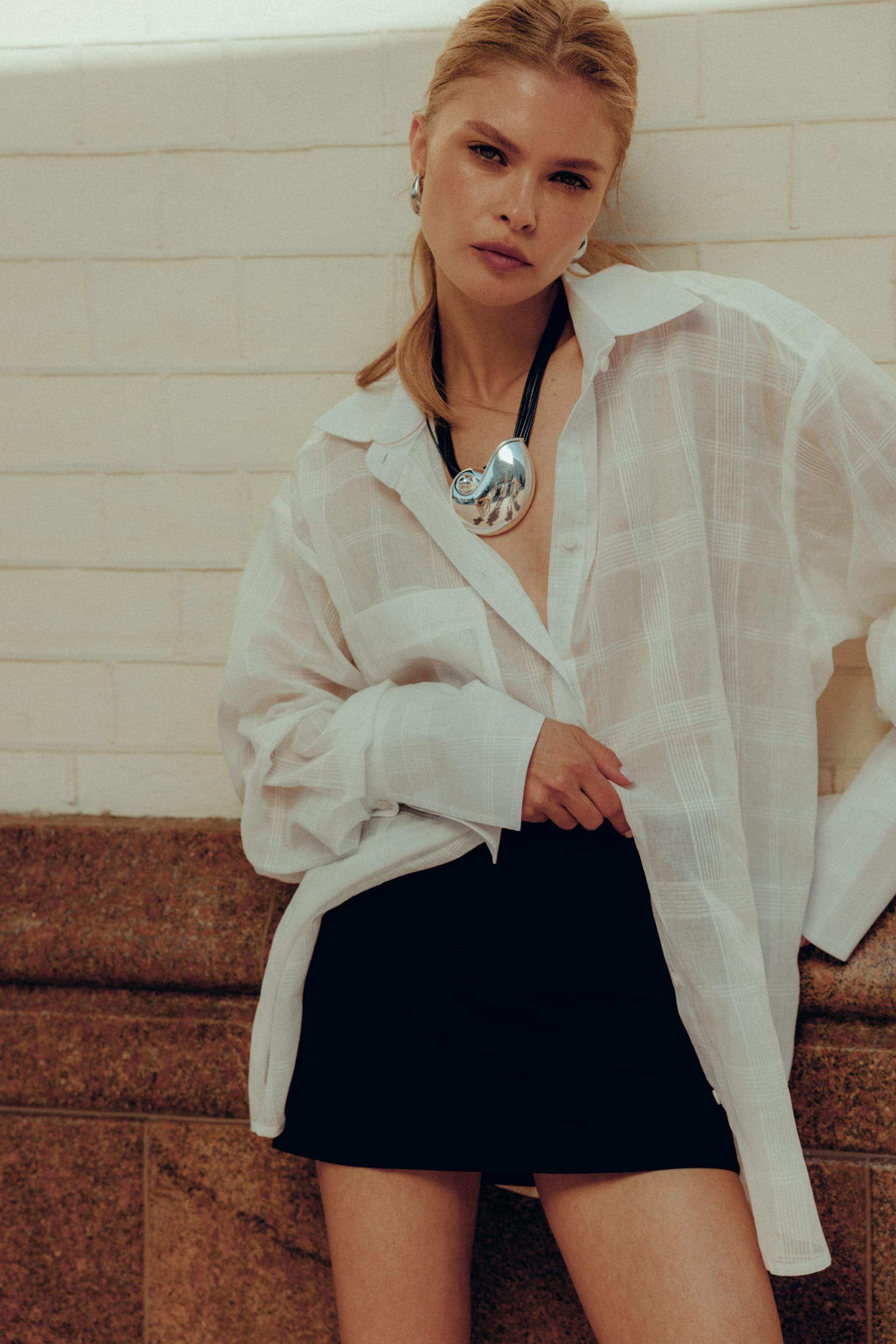 Cotton mini skirt with a mid-length fit - WWB-SK1033-2-11 - Photo 3