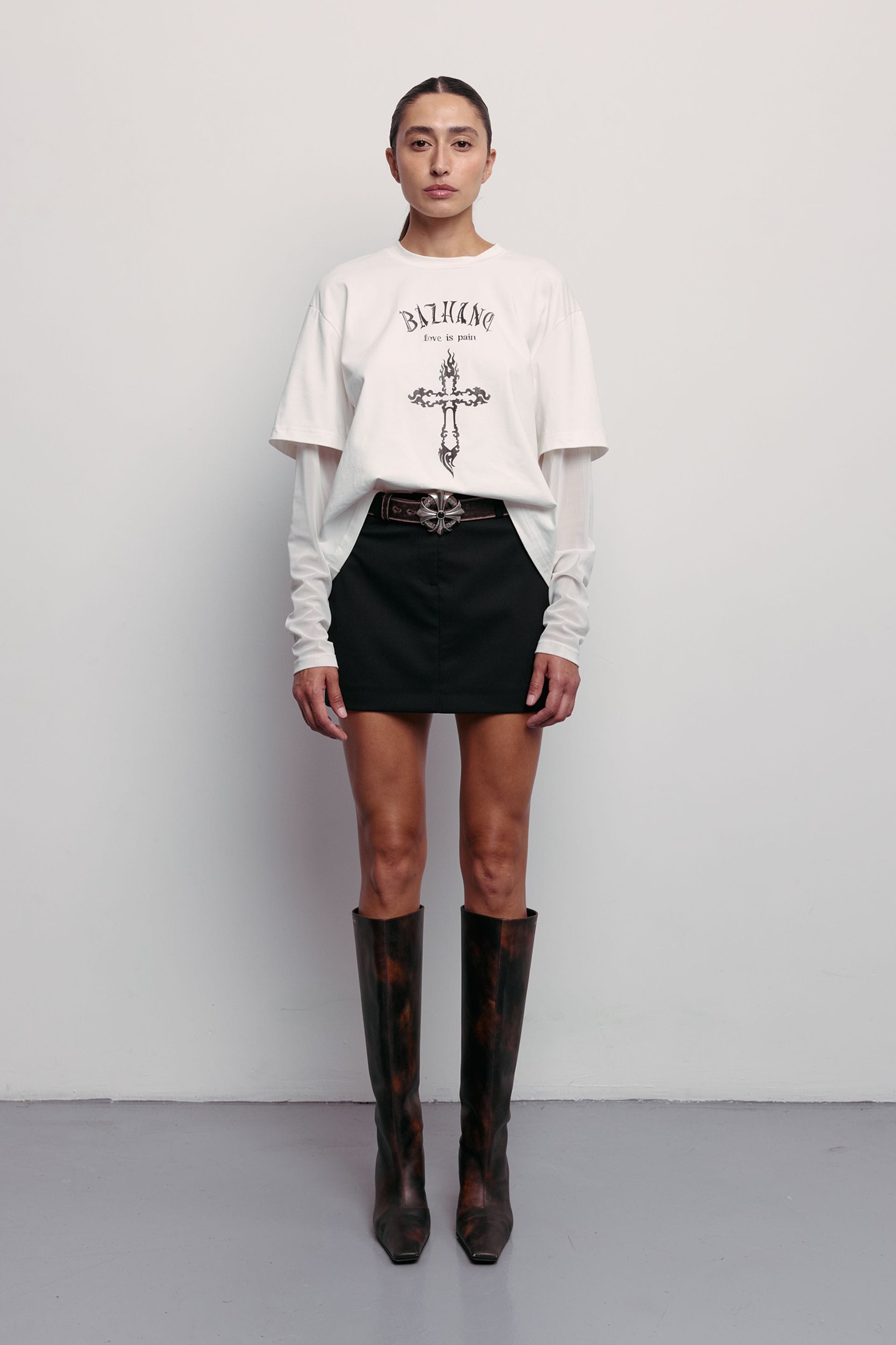 Wool mini skirt with mid-rise - WWB-SK1033-2-1 - Photo 3