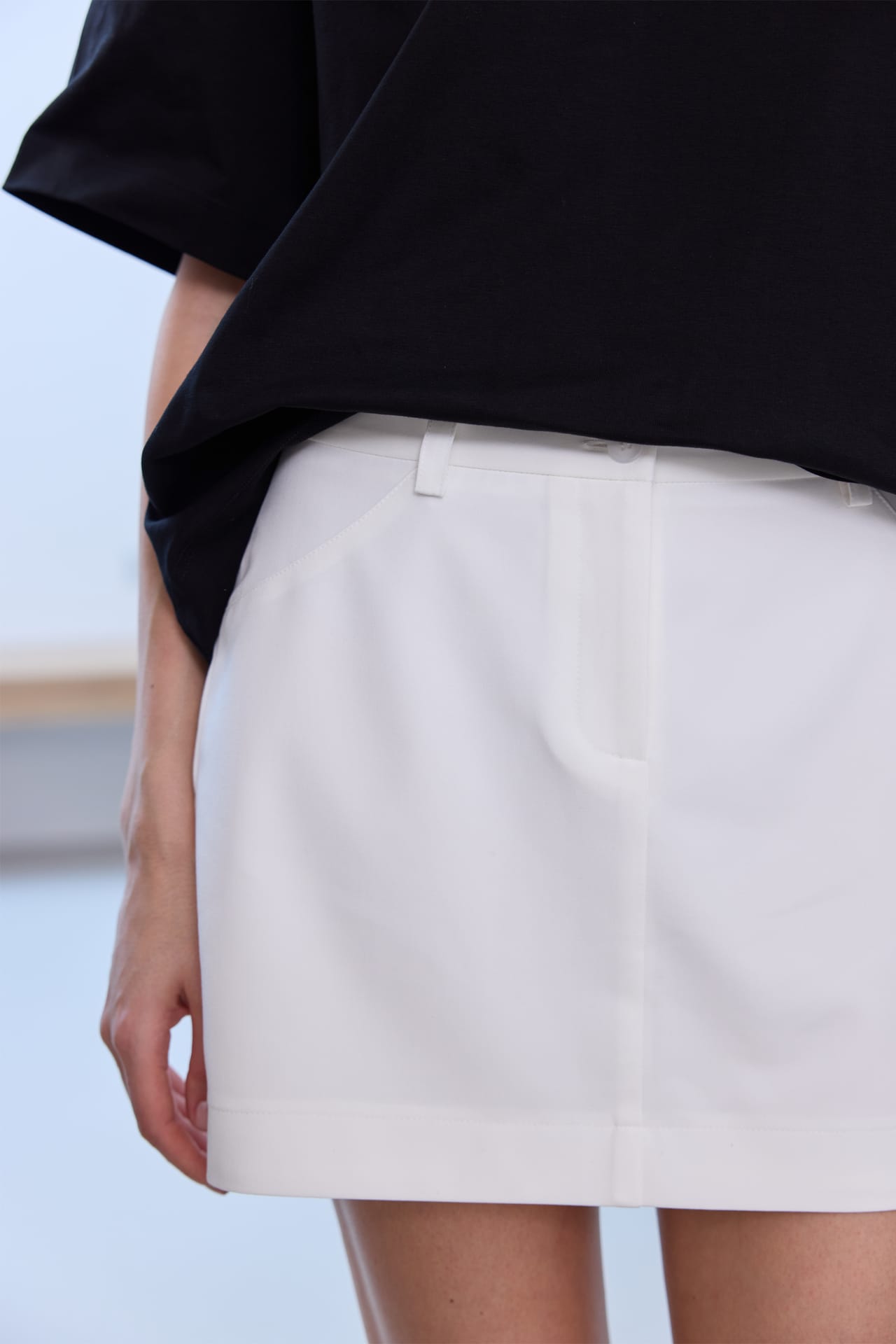 Jupe mini en coton taille moyenne - Photo 5