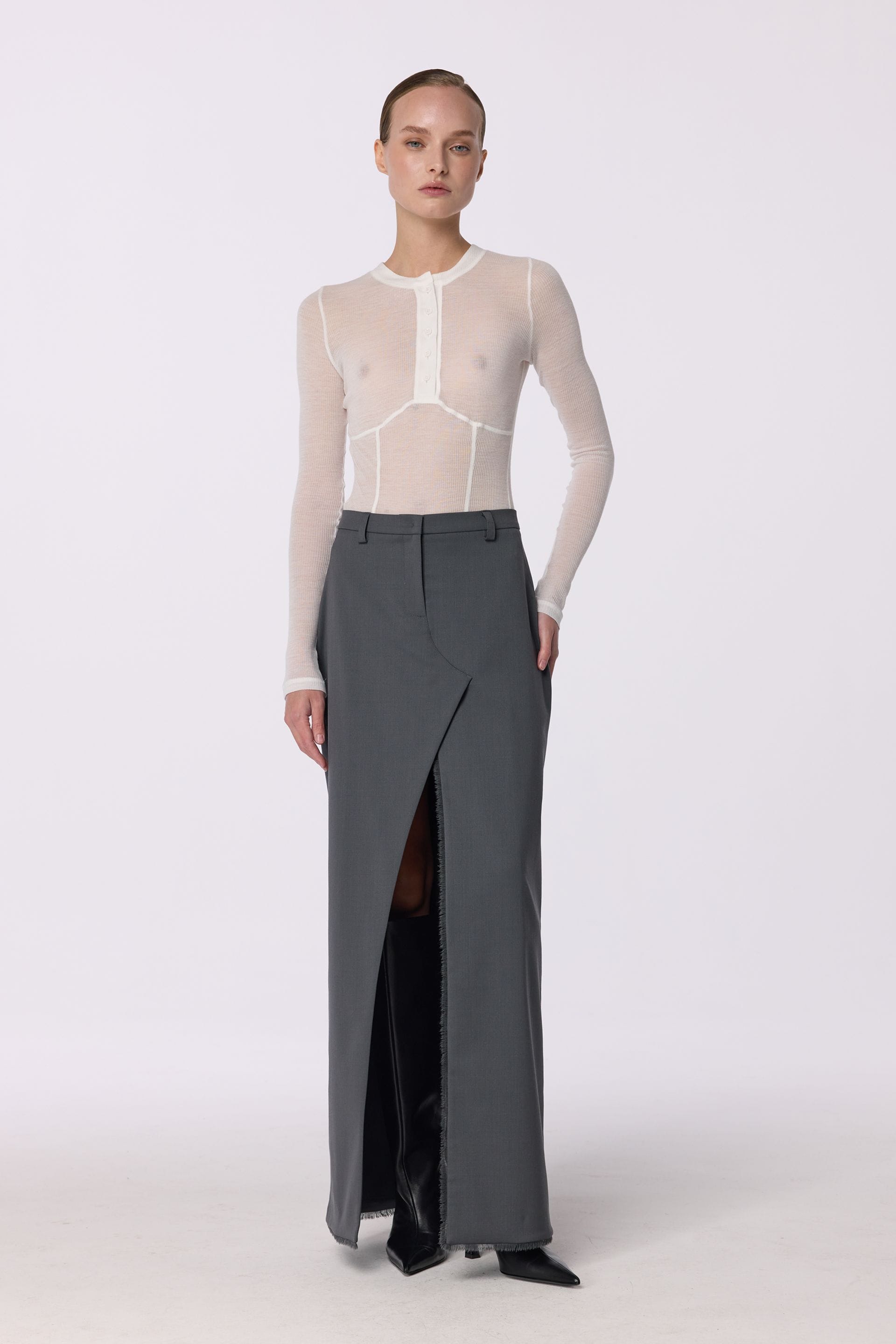 Maxi skirt with slit - WWB-SK1040-18-1 - Photo 1