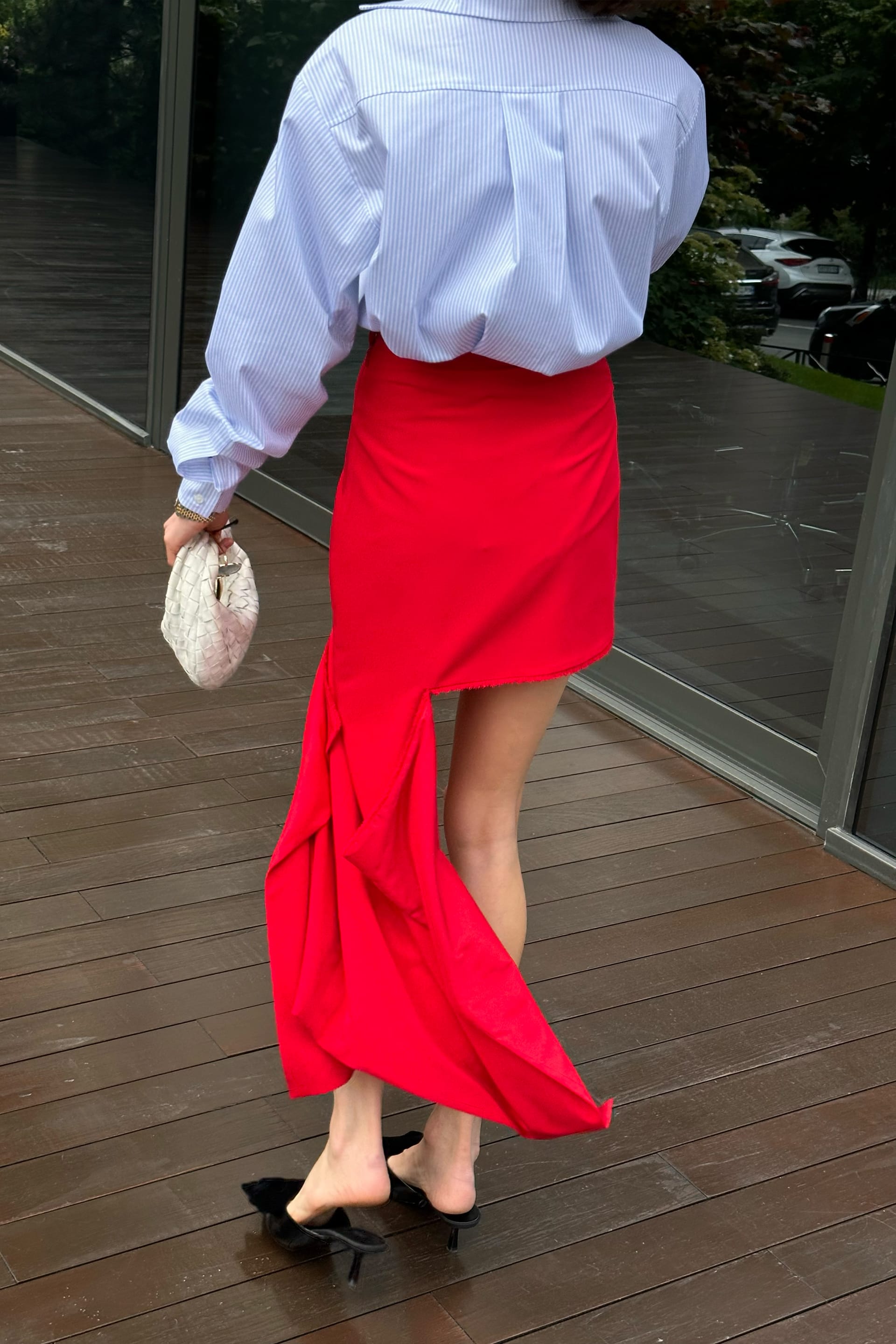 Cotton mini skirt with cut-out detail - WWB-SK1070-13-11 - Photo 4