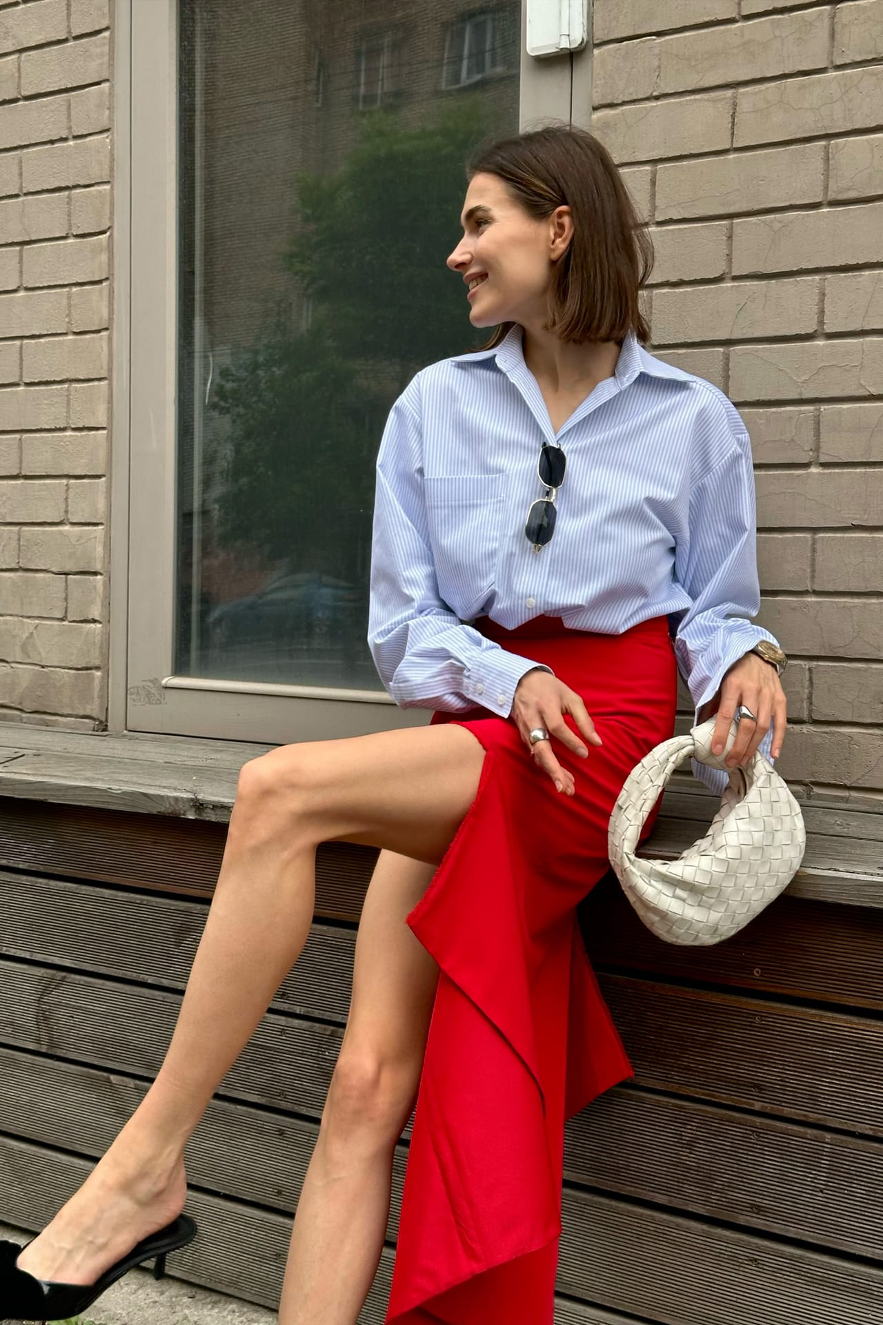 Jupe mini en coton avec détail découpé - Photo 5