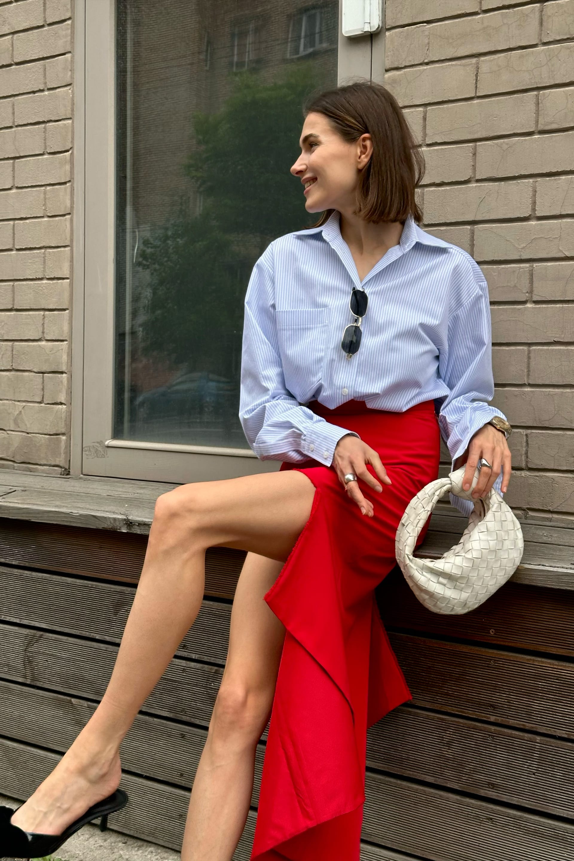 Cotton mini skirt with cut-out detail - WWB-SK1070-13-11 - Photo 5