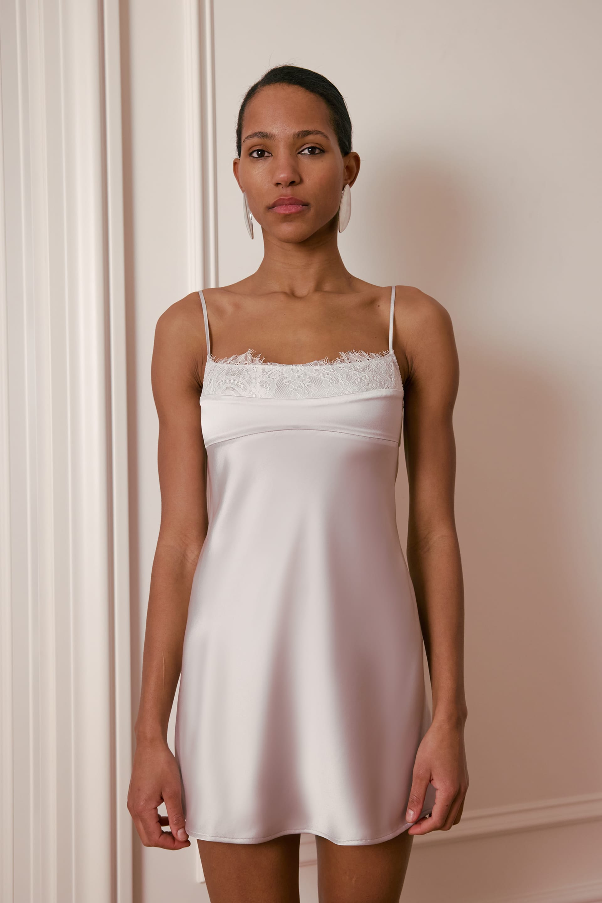 Mini dress with thin straps and lace - WWT-DR1076-7-6 - Photo 1