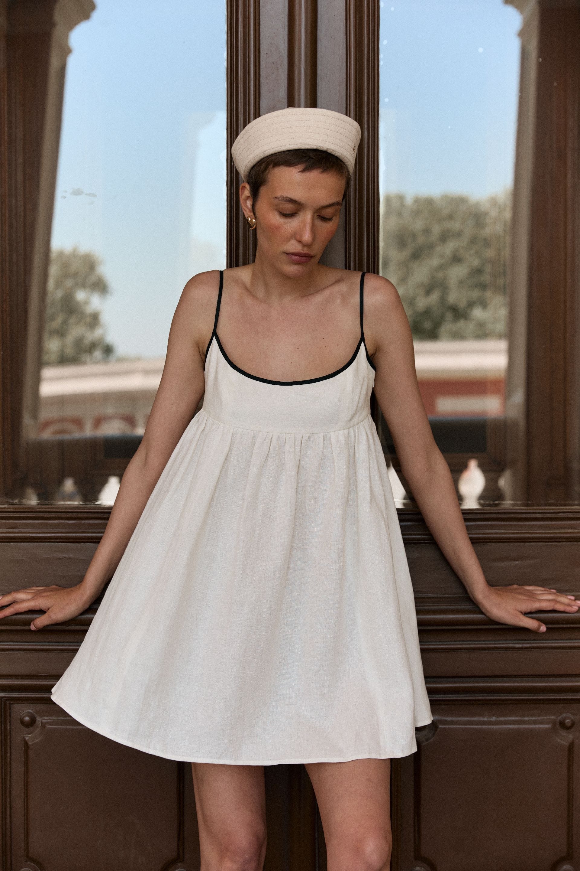 Mini A-line dress with black trim - WWT-DR1089-3-14 - Photo 4