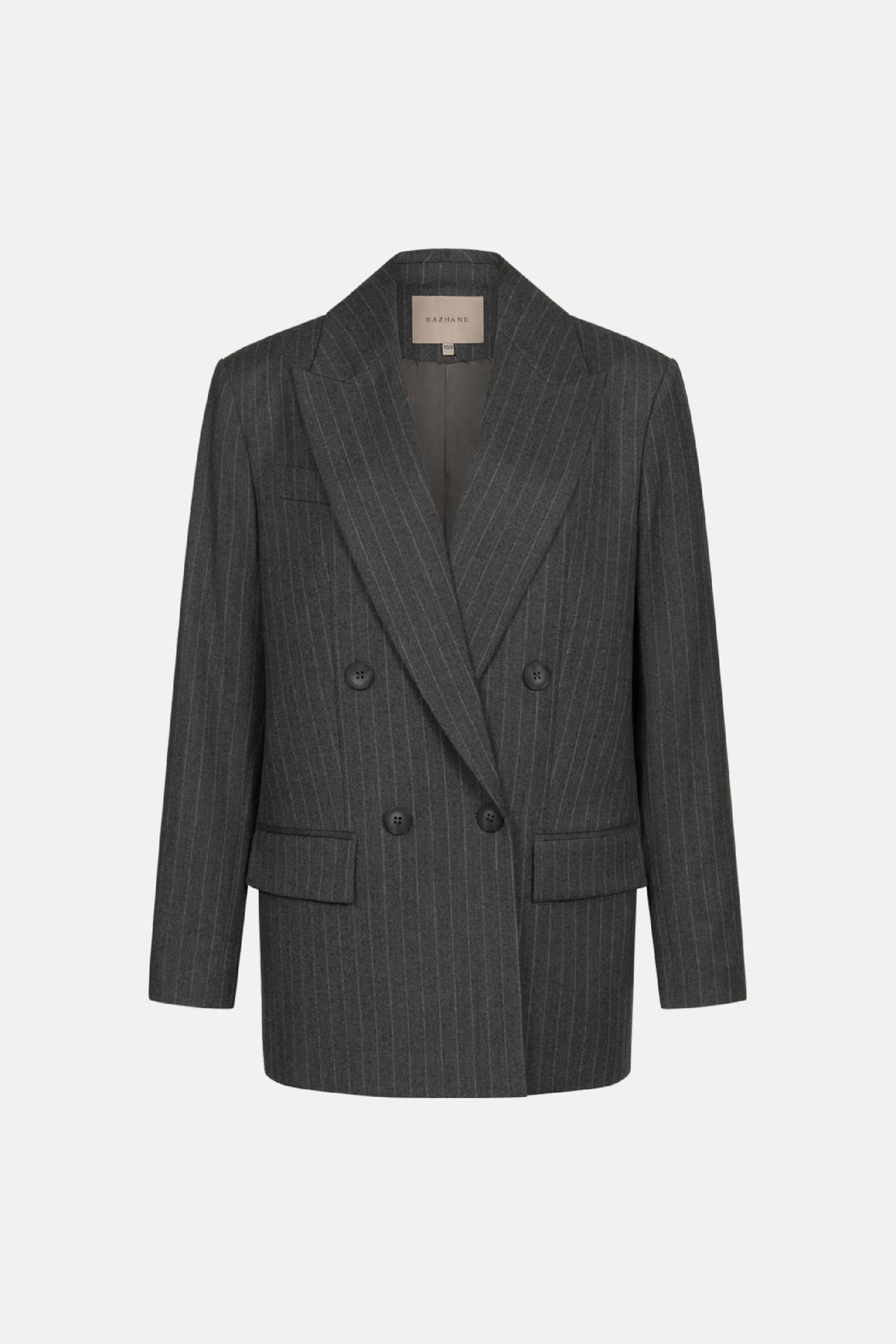 Oversized double-breasted wool blazer with shoulder pads - Photo 1