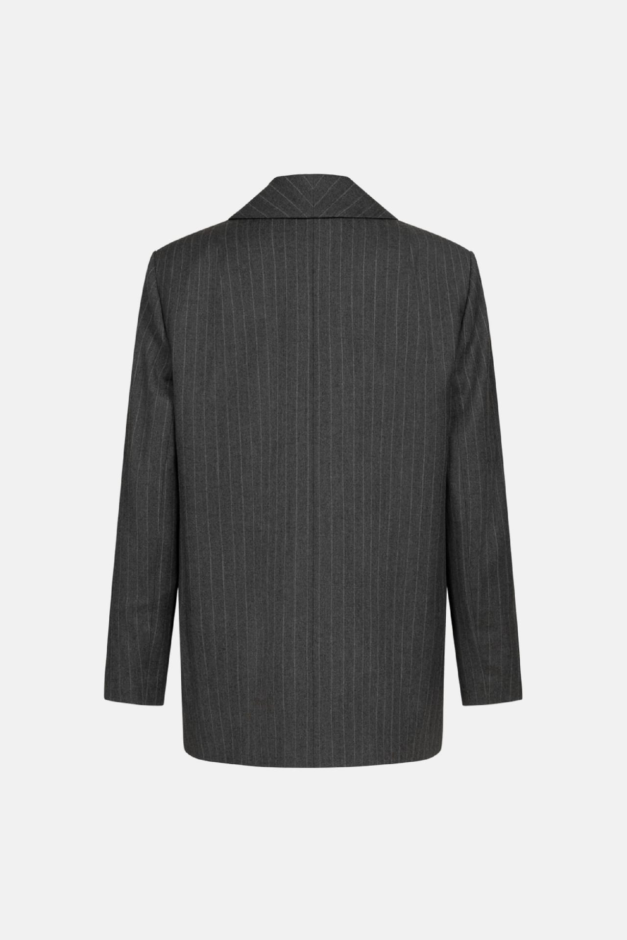 Oversized double-breasted wool blazer with shoulder pads - Photo 2