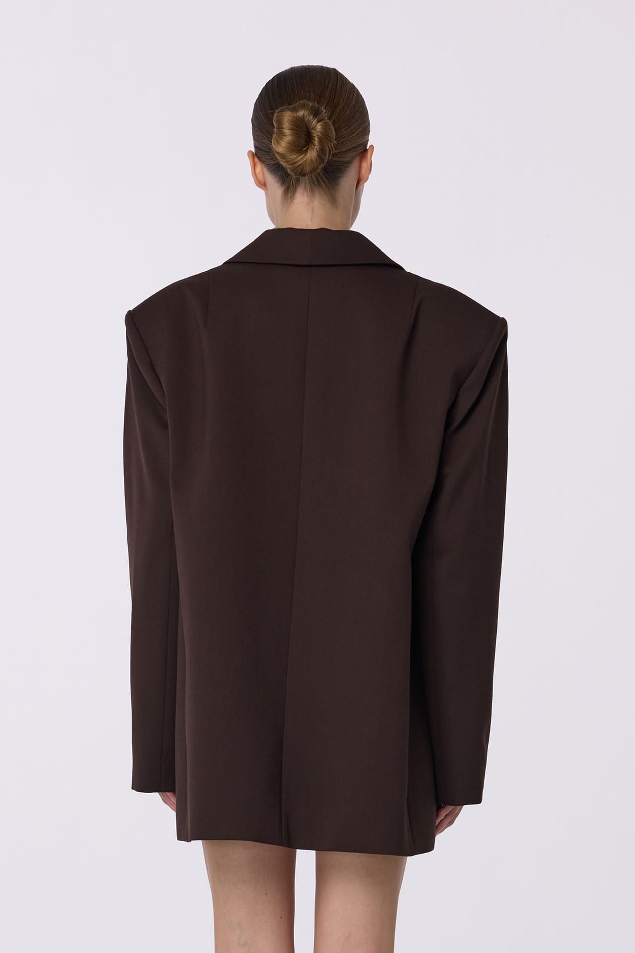 Oversized double-breasted wool blazer with shoulder pads - Photo 2