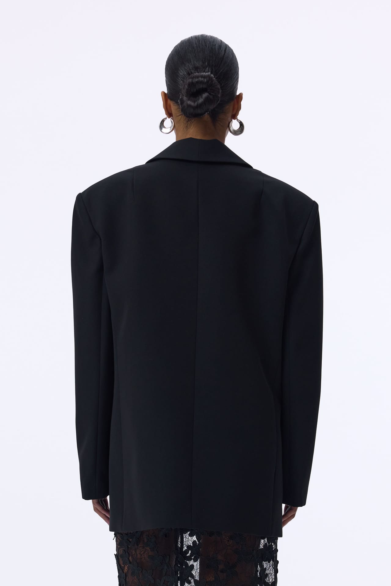 Oversized double-breasted cotton blazer with shoulder pads - Photo 2