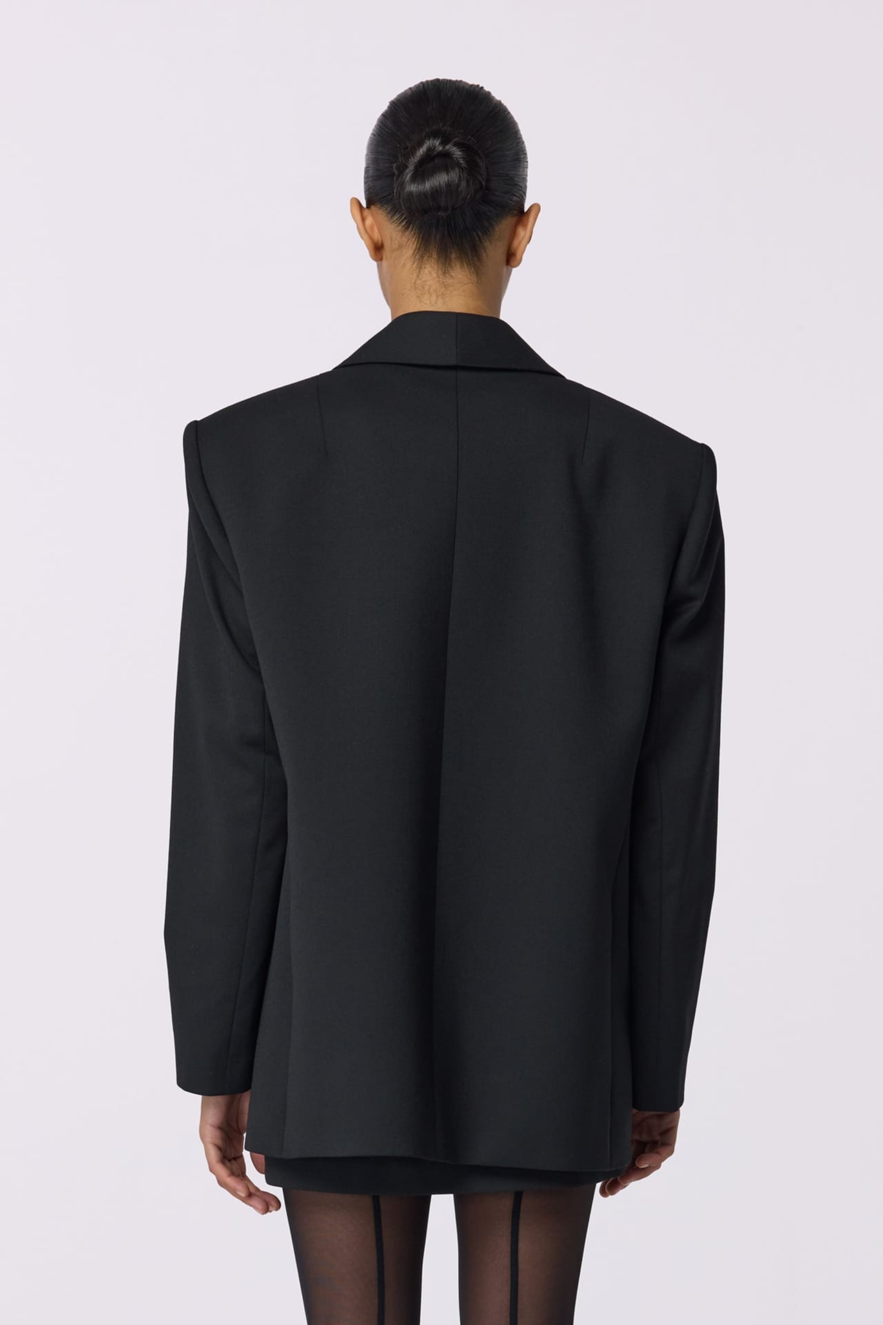 Veste en laine croisée oversize avec épaulettes - Photo 2